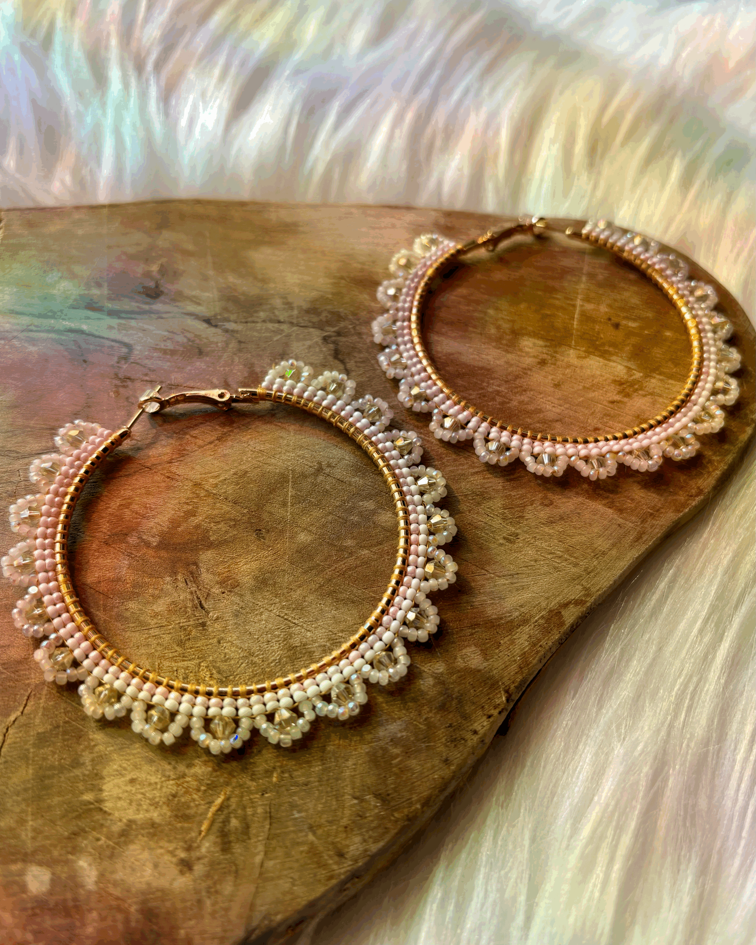 PEARLESCENT LACE HOOPS