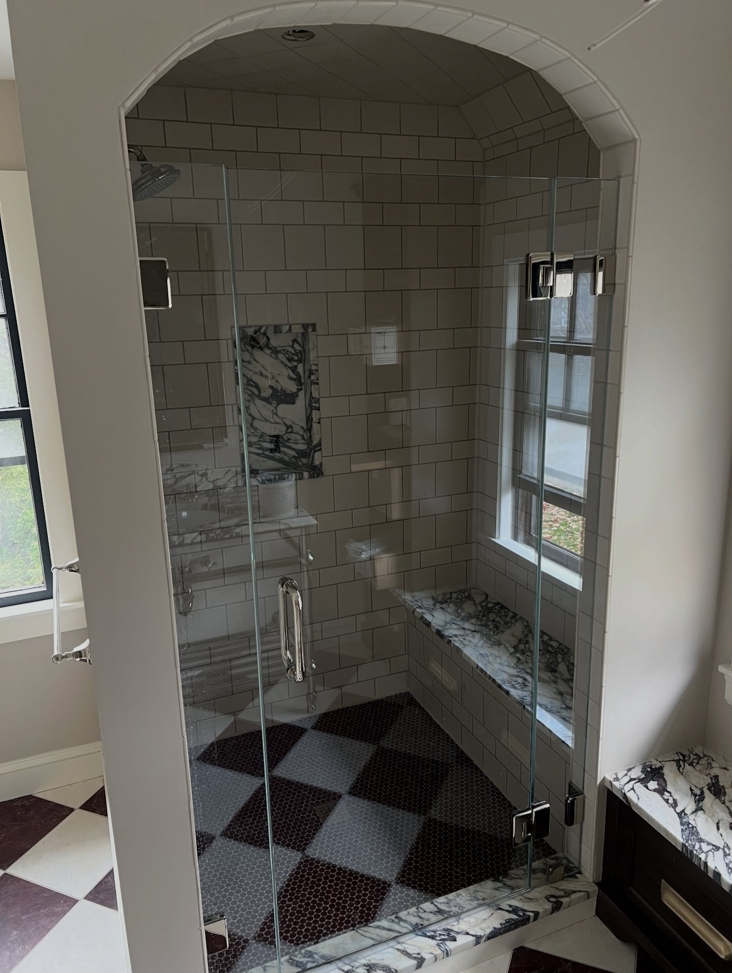 Custom arched shower