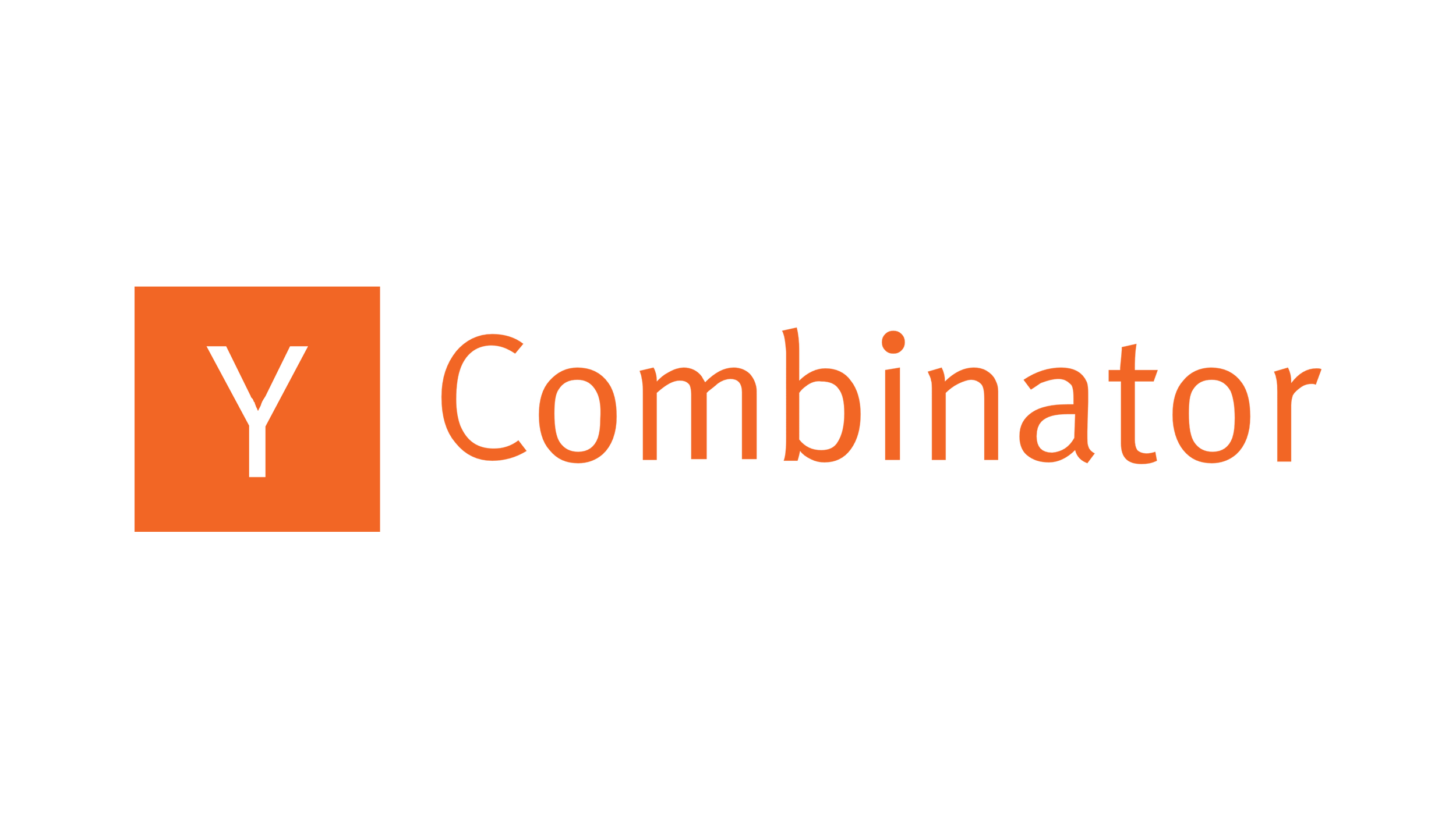 Logo for Y Combinator with a black background, an orange square with a white Y, and the word 'Combinator' in orange text.