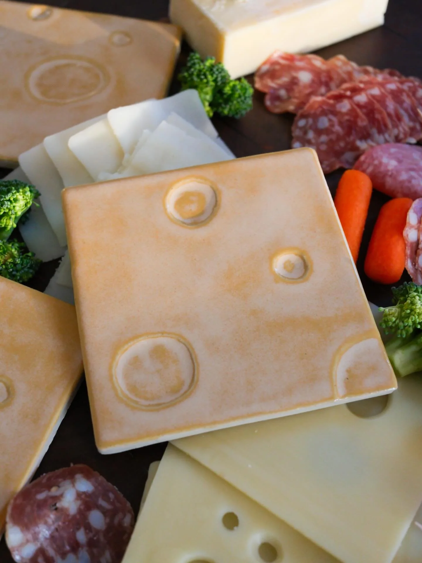 When you make handmade tiles that look like slices of Swiss cheese, you really have no choice but to do a charcuterie board photo shoot! 

Shout out to @patrickmcgurk for having so much of this already in his fridge. Truly the Boy Scouts should take 