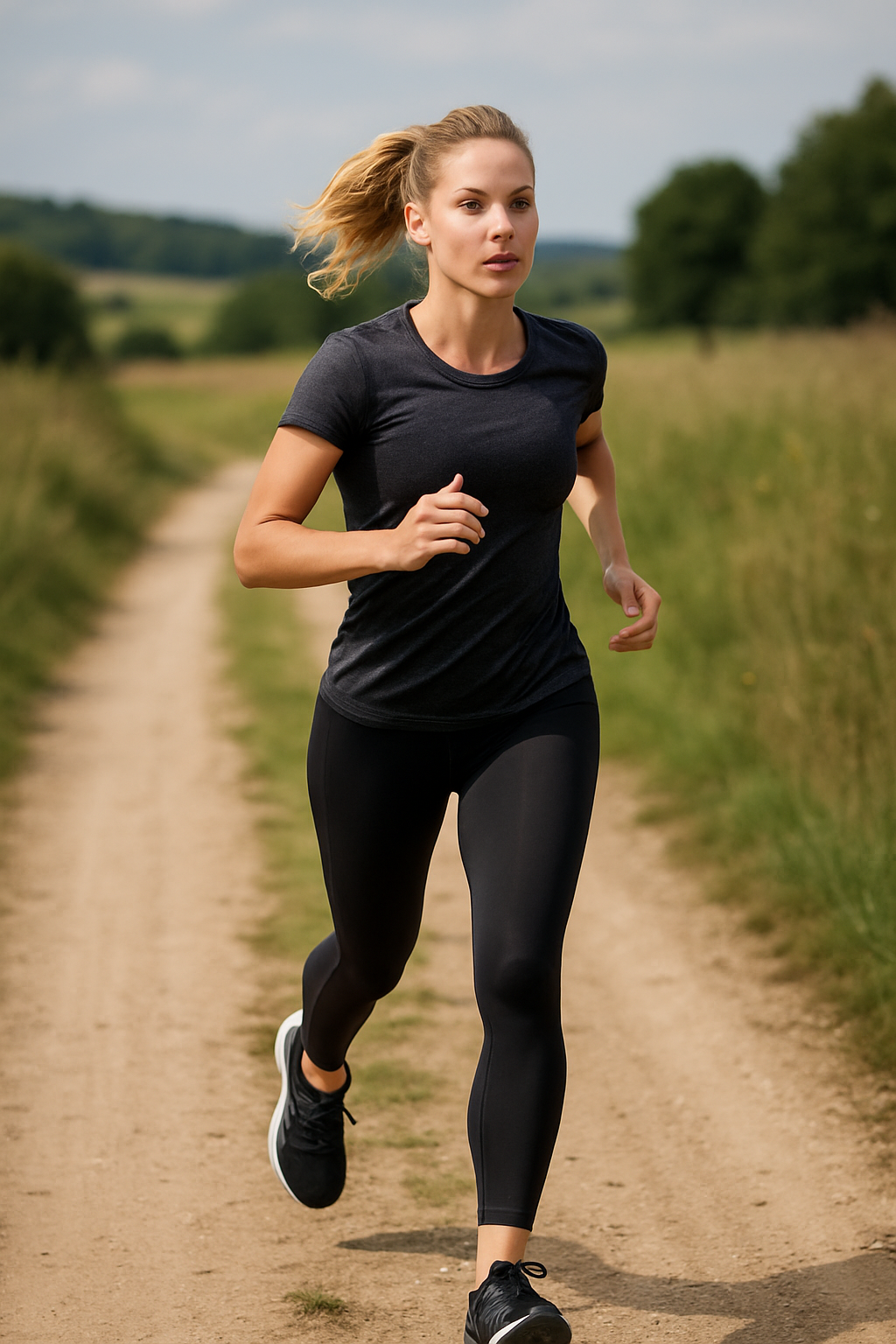 Femme pratiquant la course à pied en pleine nature, illustrant les bienfaits de l'ostéopathie du sport pour la performance et la récupération avec David Savasta.