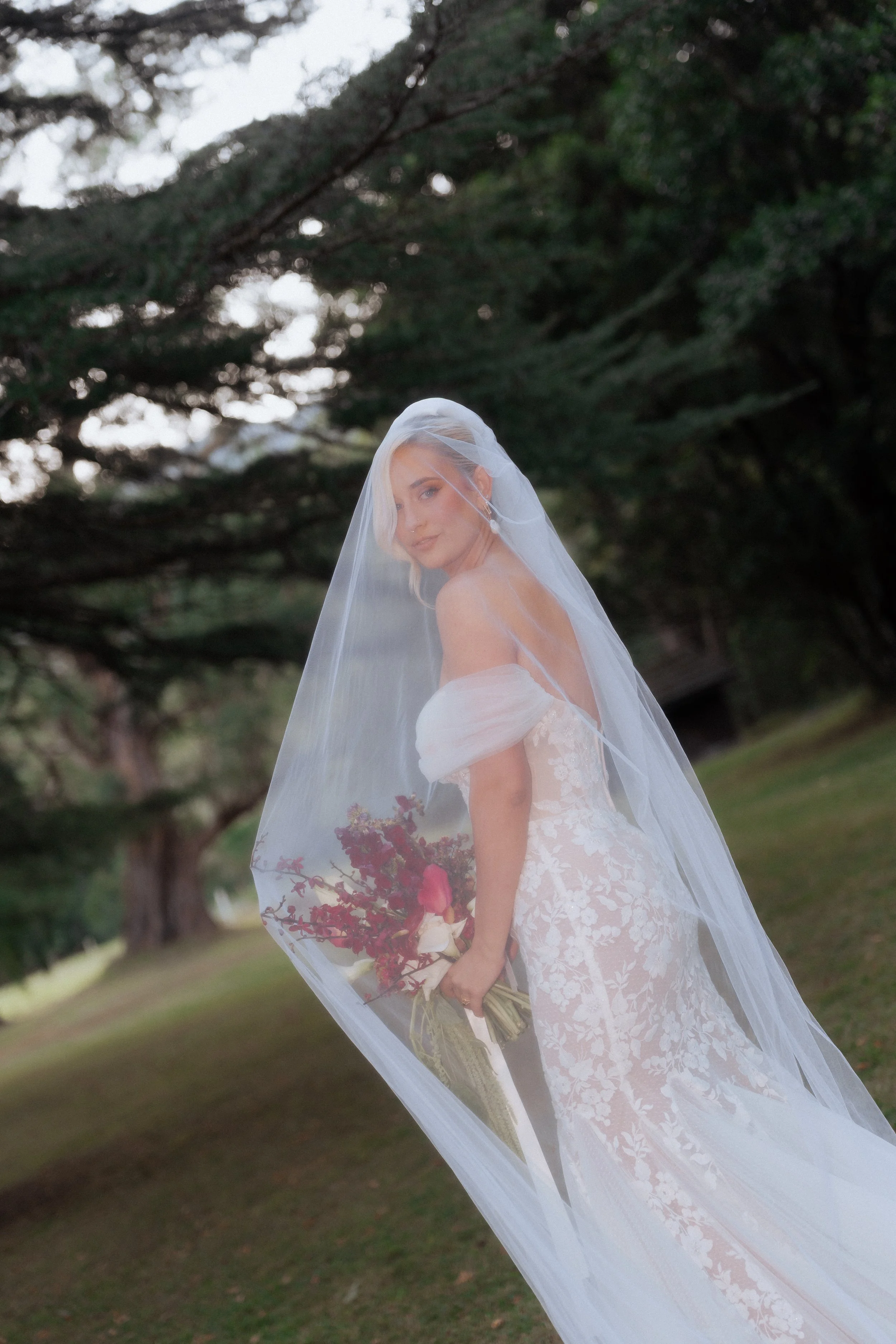 Chic modern colourful fun moody bridal bouquet at The Lodge Jamberoo