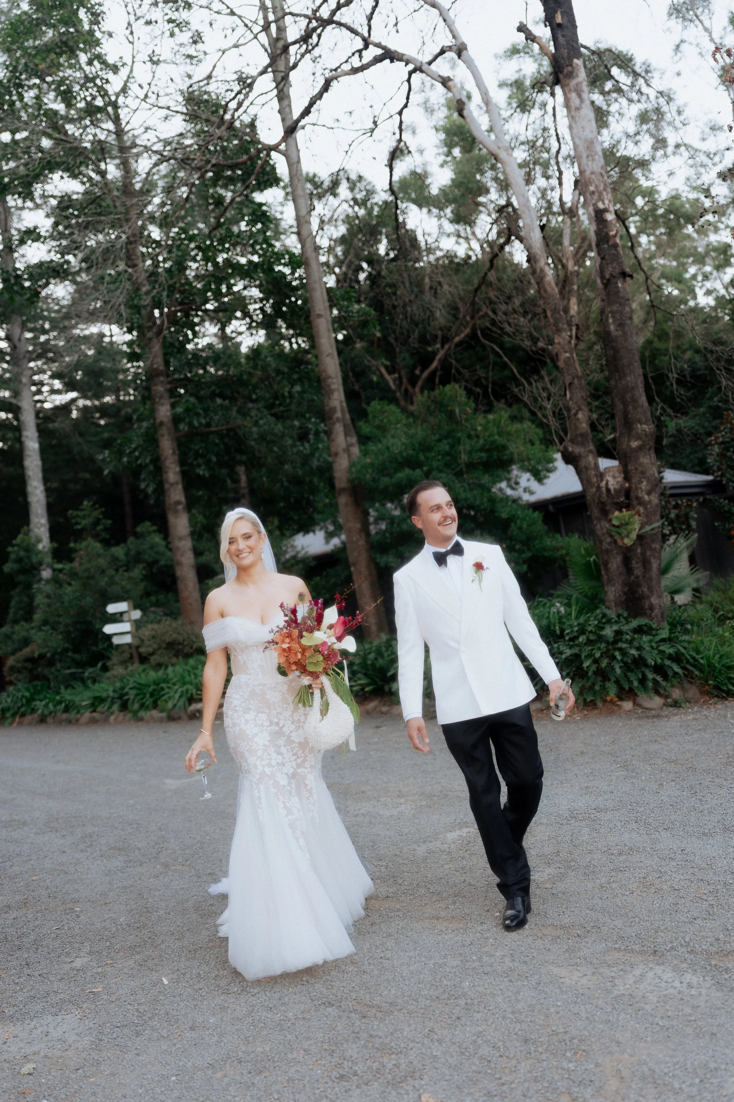 Chic modern colourful fun moody bridal bouquet at The Lodge Jamberoo