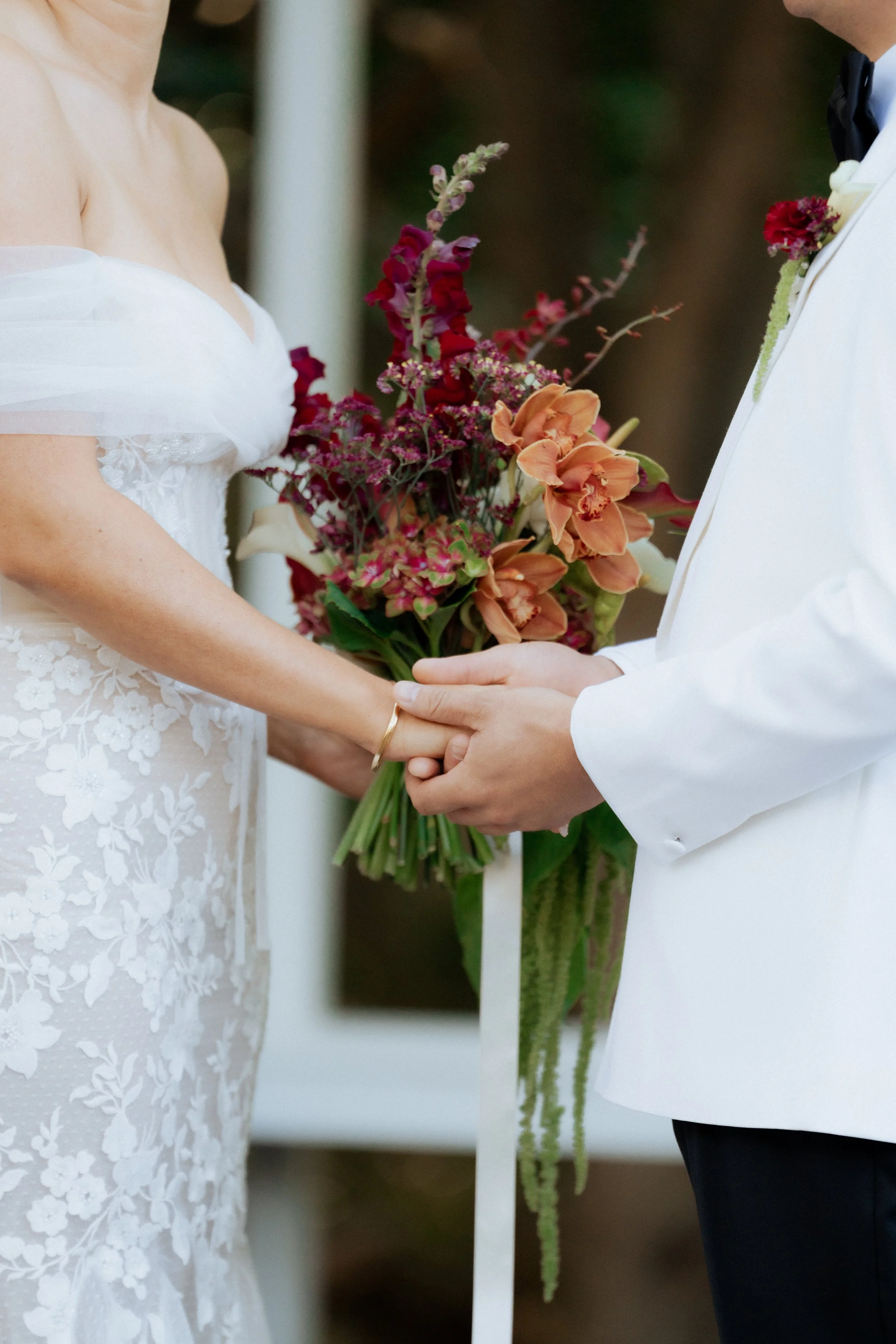 Chic modern colourful fun moody bridal bouquet at The Lodge Jamberoo