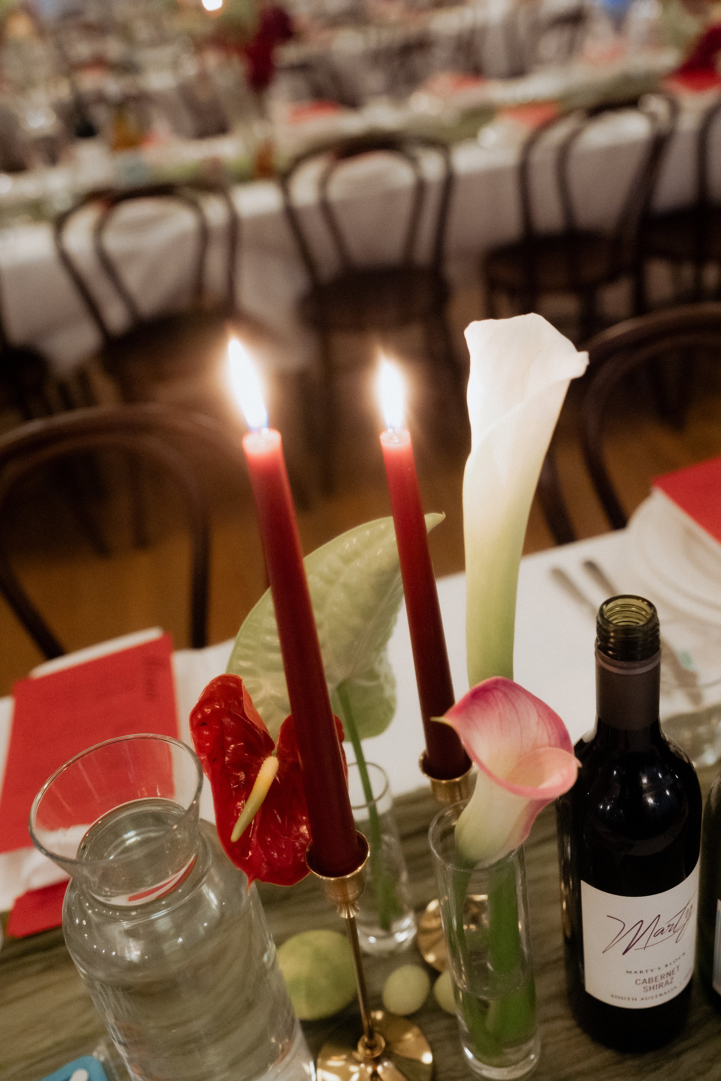 Chic modern colourful fun moody reception styling at The Lodge Jamberoo