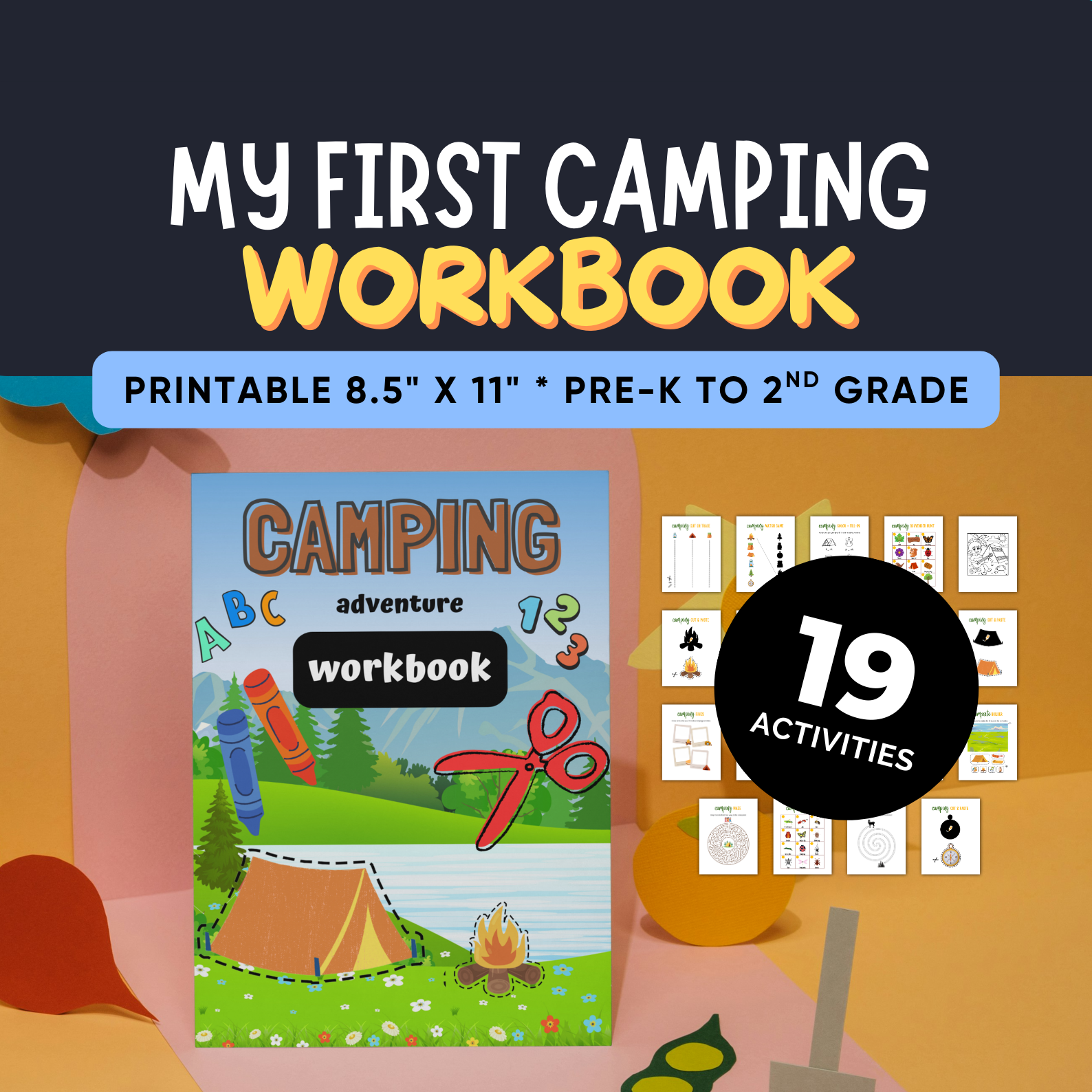 My First Camping Adventure Workbook : Printable Activity Pack for Preschool & Kindergarten