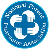 Logo of the National Parent Instructor Association featuring a blue circle with a white medical cross in the center.