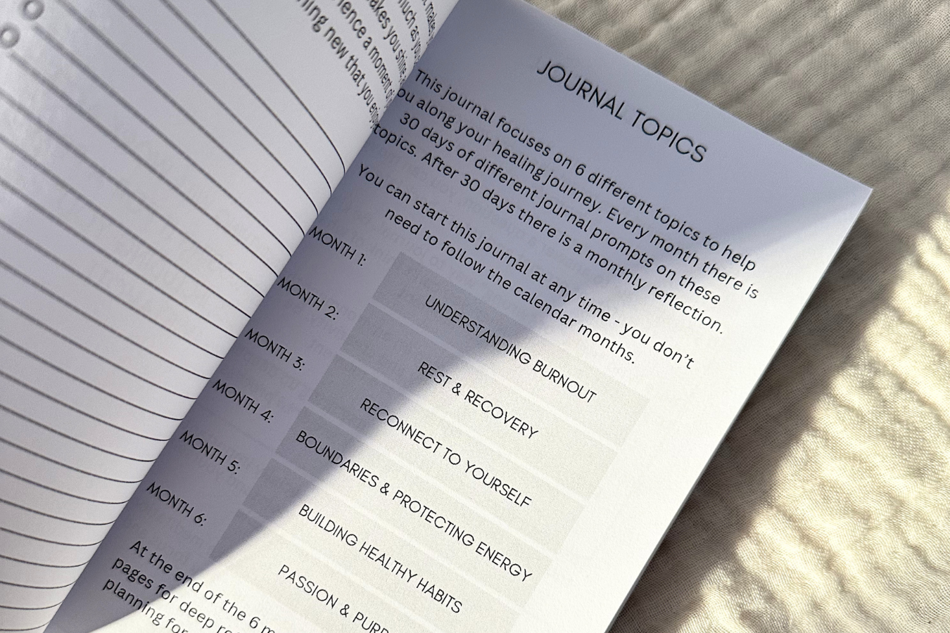 topics in the anti burnout guided journal that are effective in healing from burnout