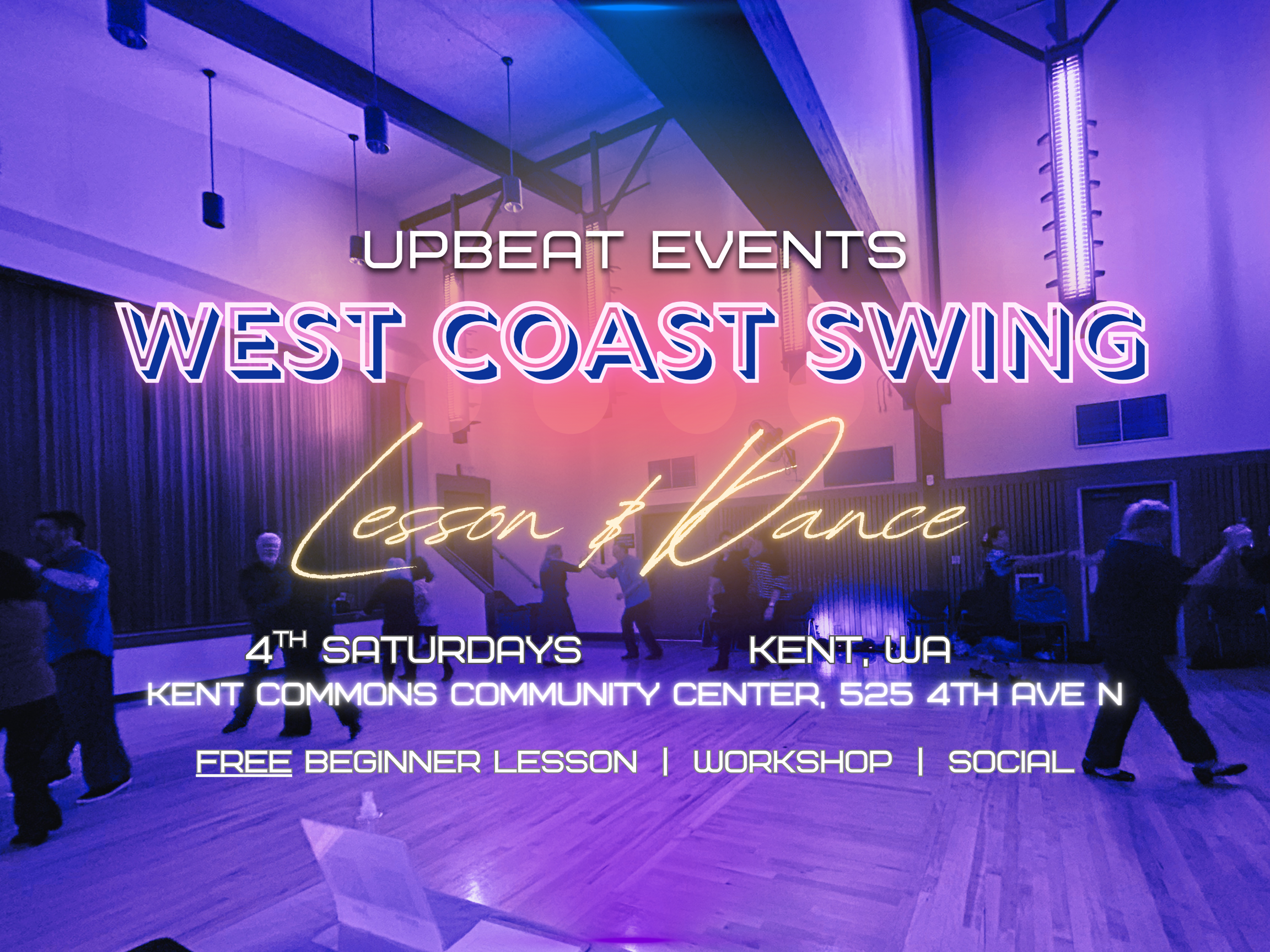 Flyer for Kent West Coast Swing lesson and dance.