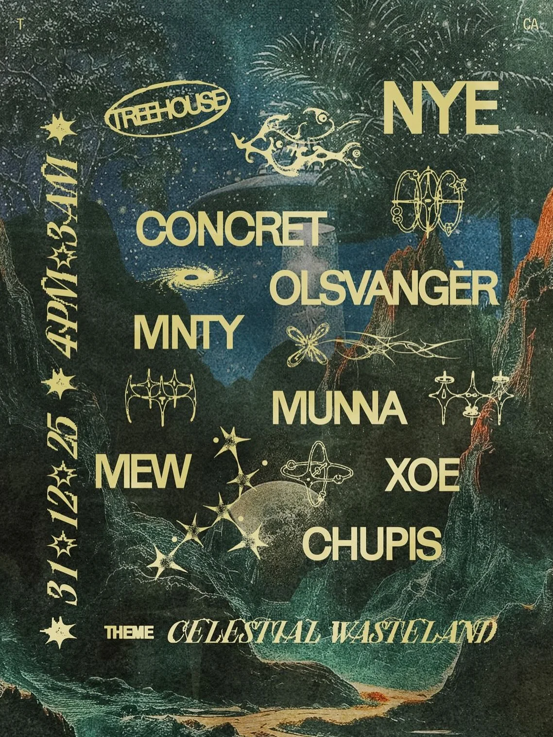 Updated line-up for NYE ✨

Along with @concretmusic &amp; @_moonty we welcome @olsvanger back to bring in the new year - with his unpredictable and dynamic sets characterised by his seamless flows and otherworldly energy ~ tying in perfect harmony wi