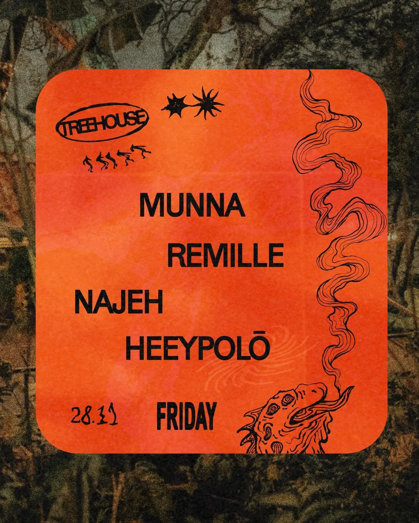 ꧁Friday 28.11꧂

Line-up: Heeypolō, Remille, Najeh, munna.

᪥ 4pm-3am
᪥ Entry 30 USD
᪥ Transport leaves from @hosteldebocaenboca , returns at 12am, 1am, 2am &amp; 3am
᪥ Cash only event
᪥ Smoke-free dance floor
᪥ Tickets via bio