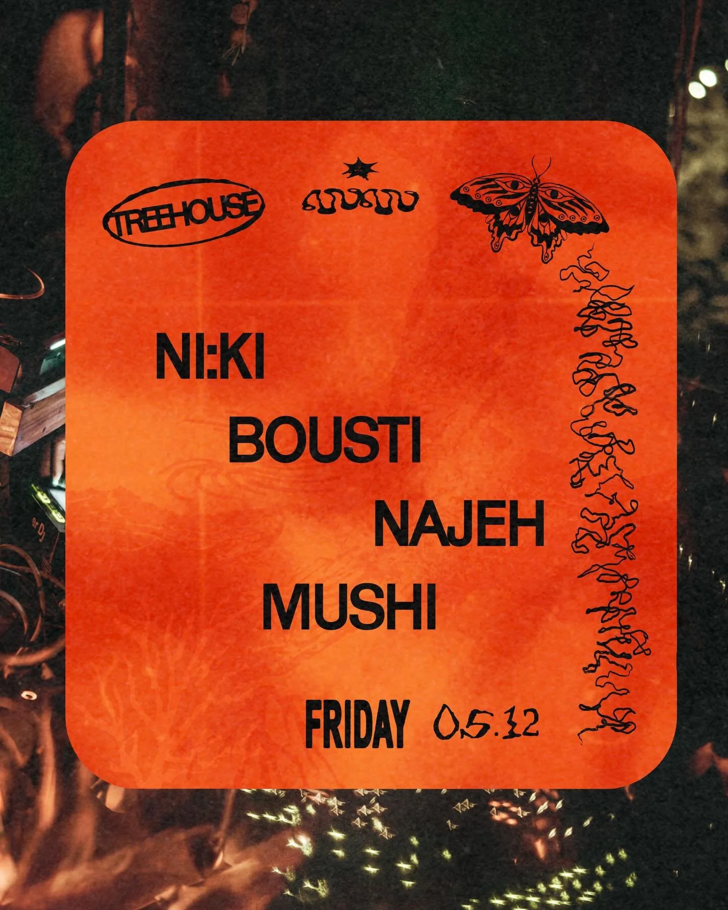 ꧁Friday 05.12꧂

Line-up: NI:KI, Bousti, Najeh, MUSHI. 

᪥ 4pm-3am
᪥ Entry 30 USD
᪥ Transport leaves from @hosteldebocaenboca , returns at 12am, 1am, 2am &amp; 3am
᪥ Cash only event
᪥ Smoke-free dance floor
᪥ Tickets via bio