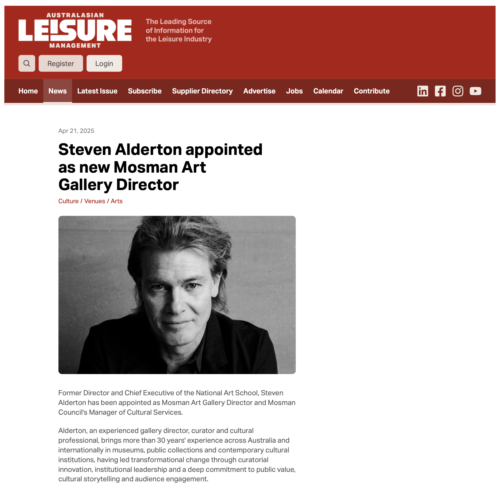 Steven Alderton appointed as new Mosman Art Gallery Director