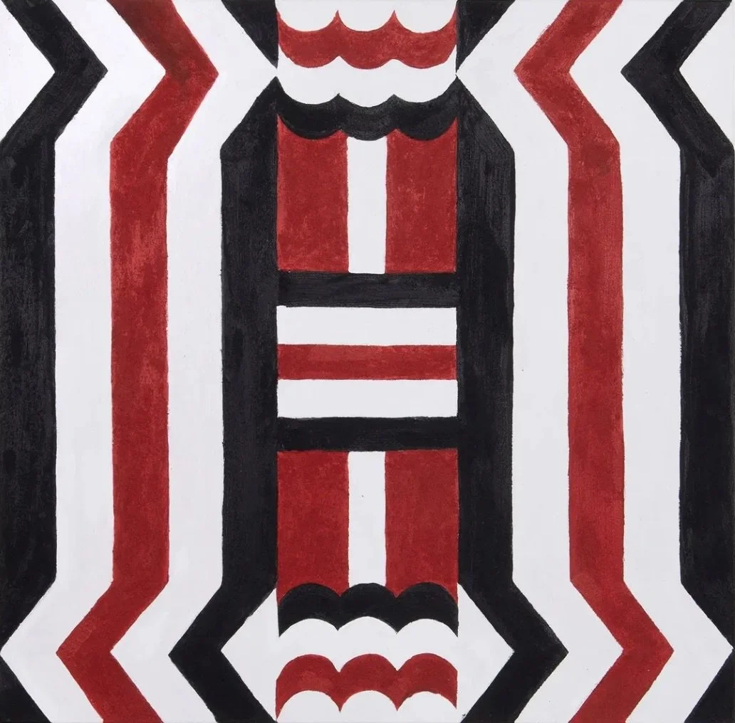 Alair Pambega, Untitled #9, 2025, acrylic, ochre and sand on canvas, 97 × 97cm, AUD7,700