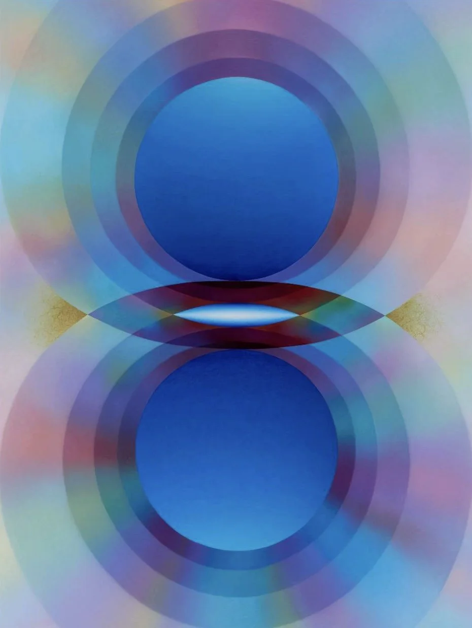 Loie Hollowell, Overview Effect in blue with small blue mandorla, 2025