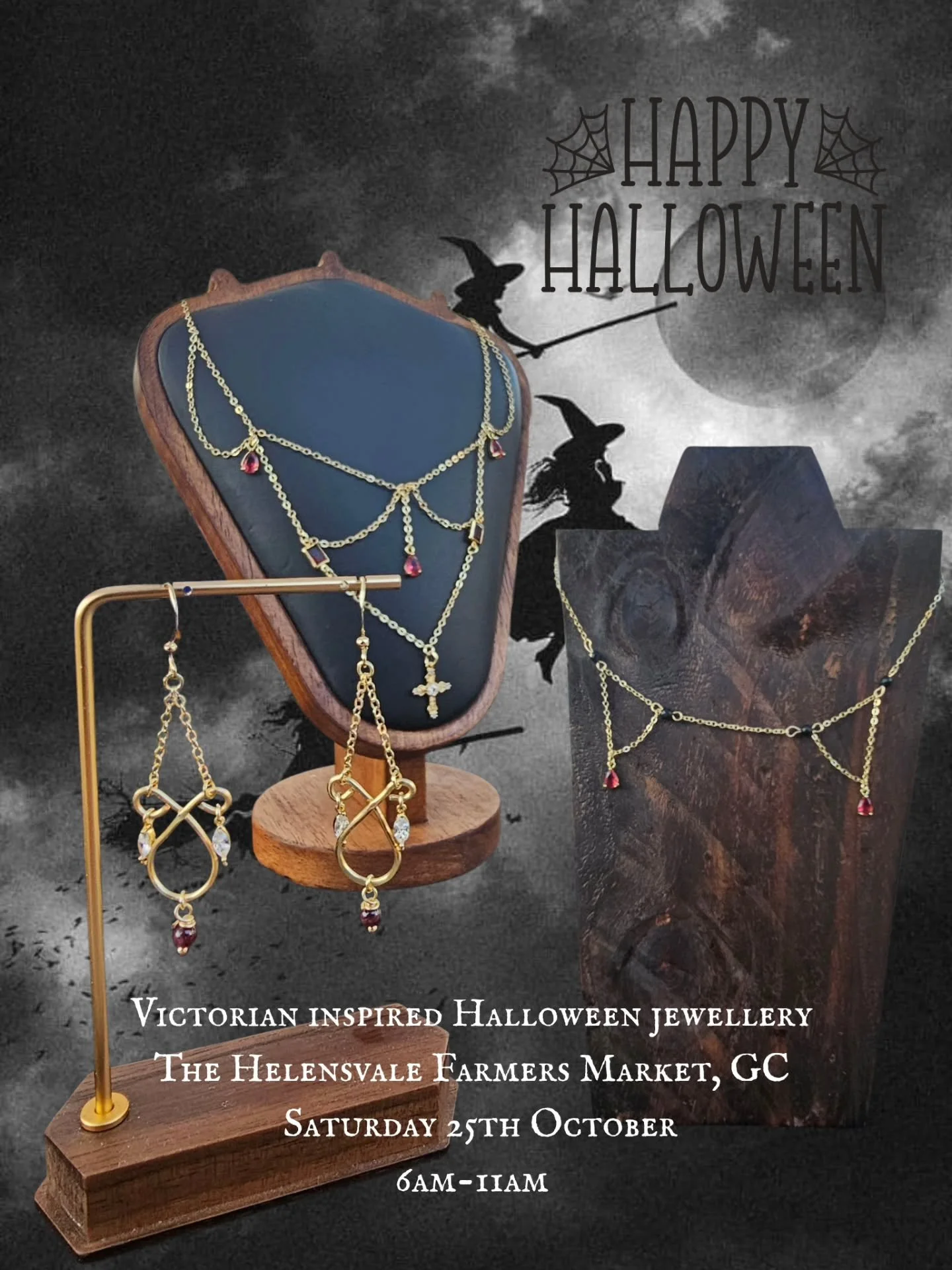🎃✨ Tomorrow at The Helensvale Farmers Market!
Come check out my little Halloween section at my booth. it&rsquo;s your last chance to shop this spooky Victorian-inspired range before Halloween! 👻

Whether you&rsquo;re after jewellery to complete you
