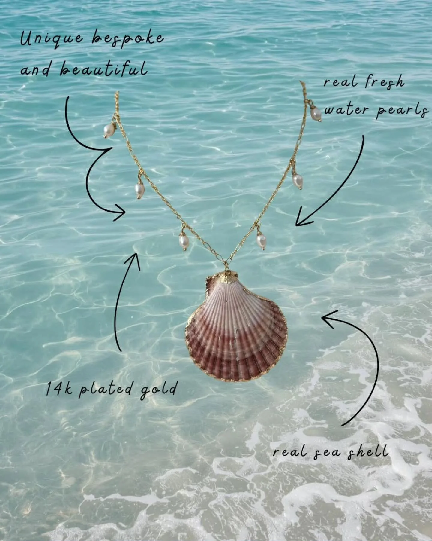 Isn't she beautiful ♡ This is our Anadya necklace, inspired by Aphrodite&rsquo;s rise from the sea. Available on our website now. Www.iahhandmade.com.au or link in bio 
◇
#handmadejewellery #goldcoastjeweller #fypp #oceanjewellery #goldcoastgirlsinbu