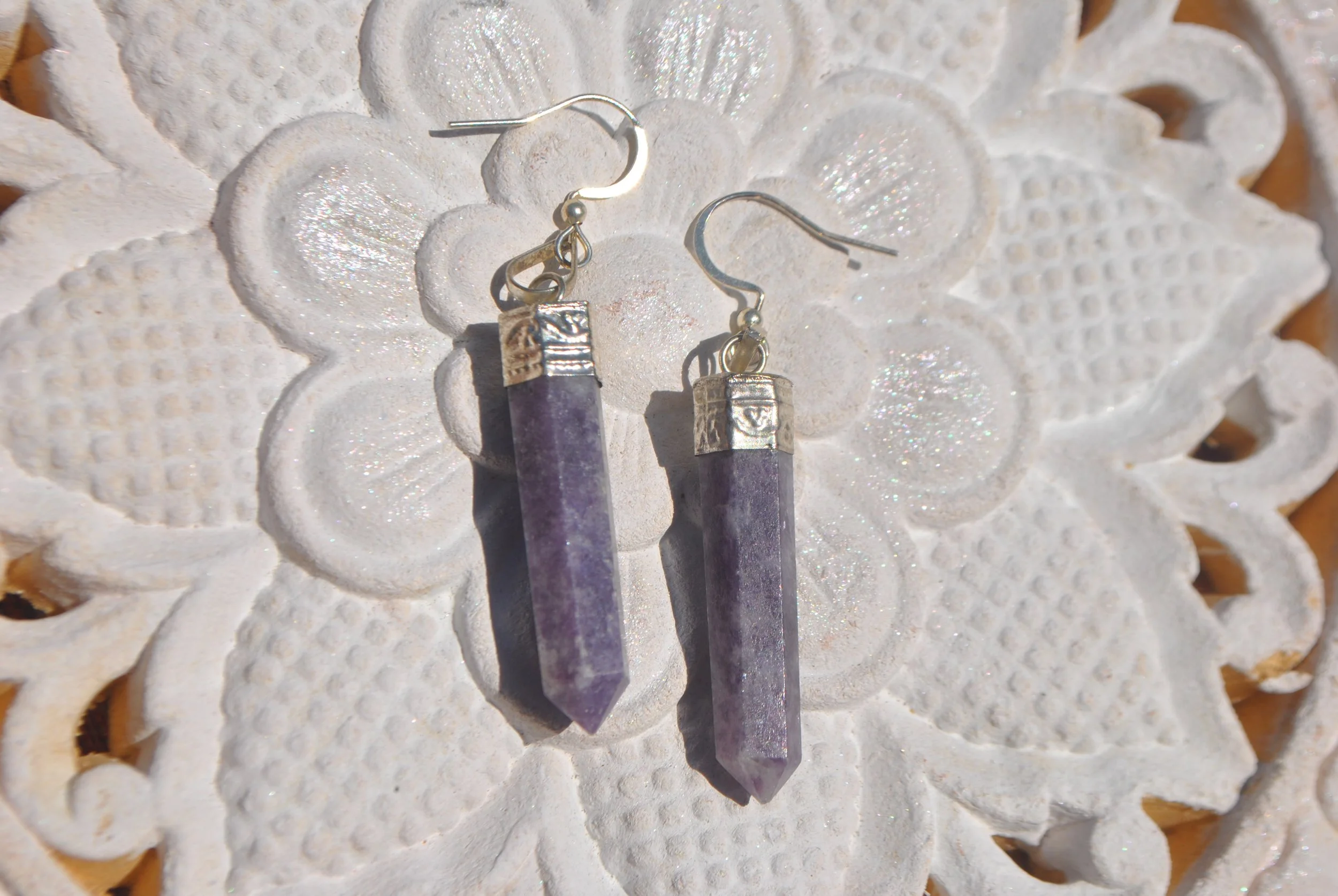 Lepidolite Dagger Earrings