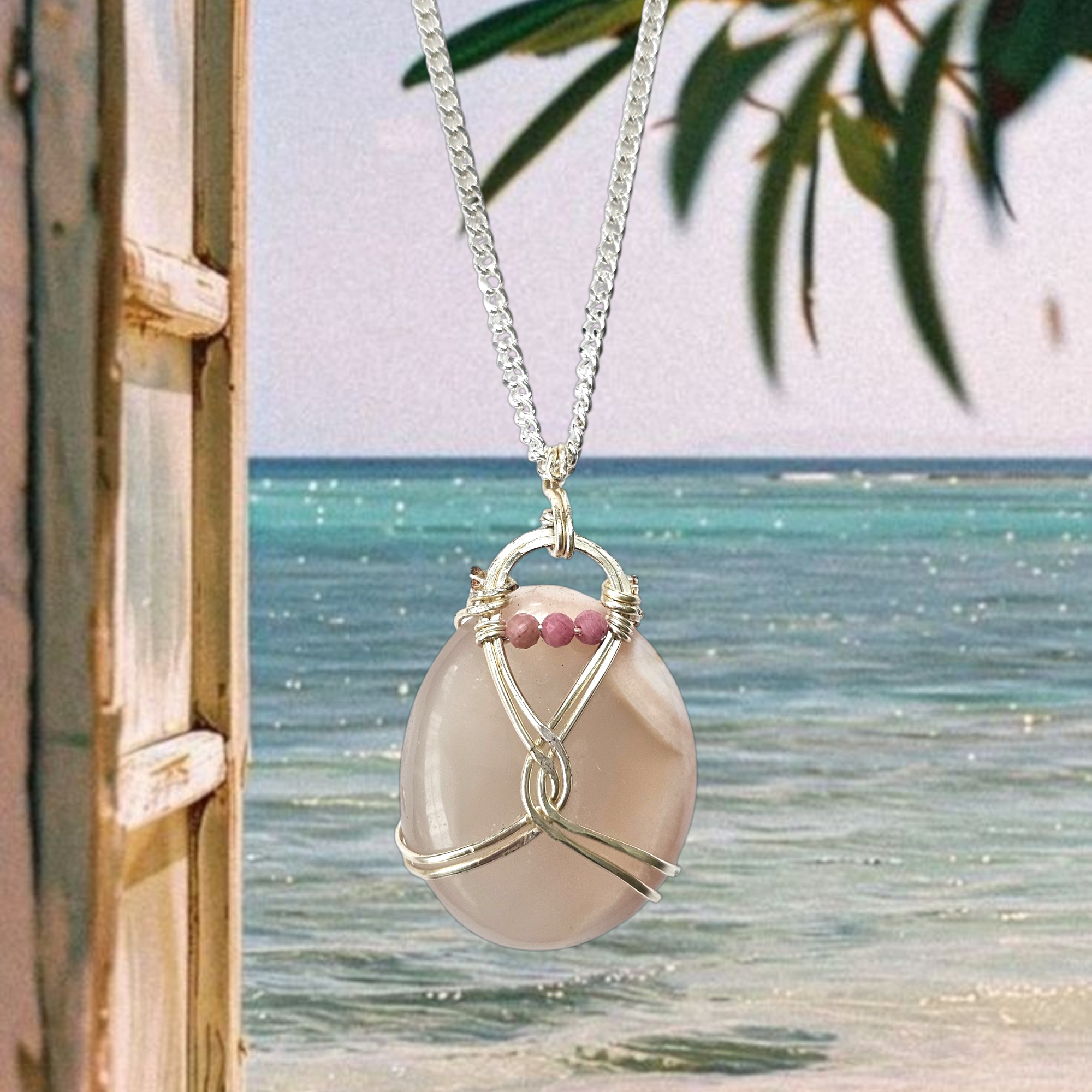 Flower Agate Crystal Necklace