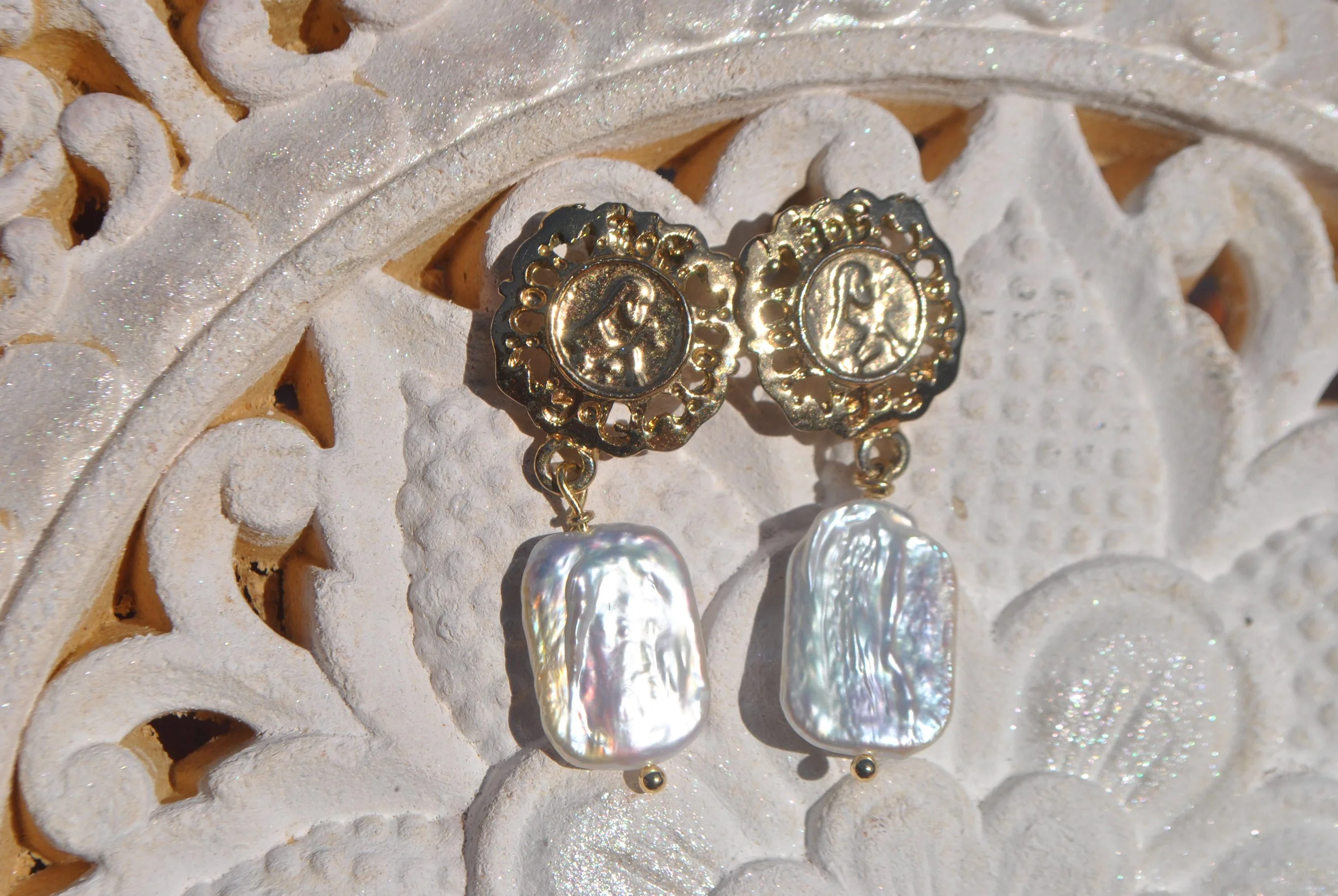 Chunky Pearl Saint Earrings