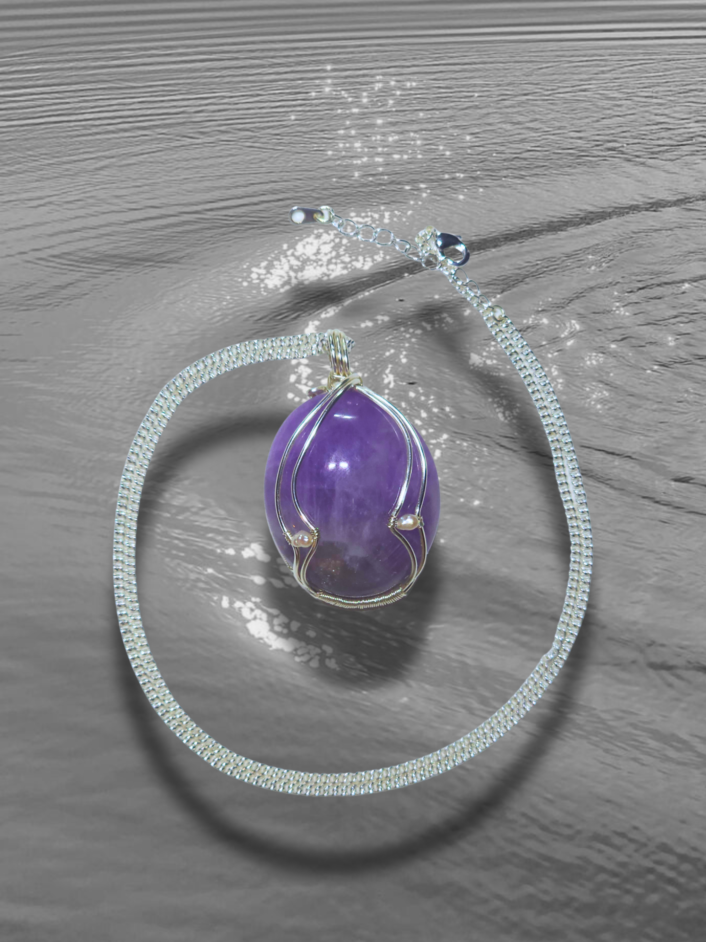 Amethyst Pearl Amulet Necklace
