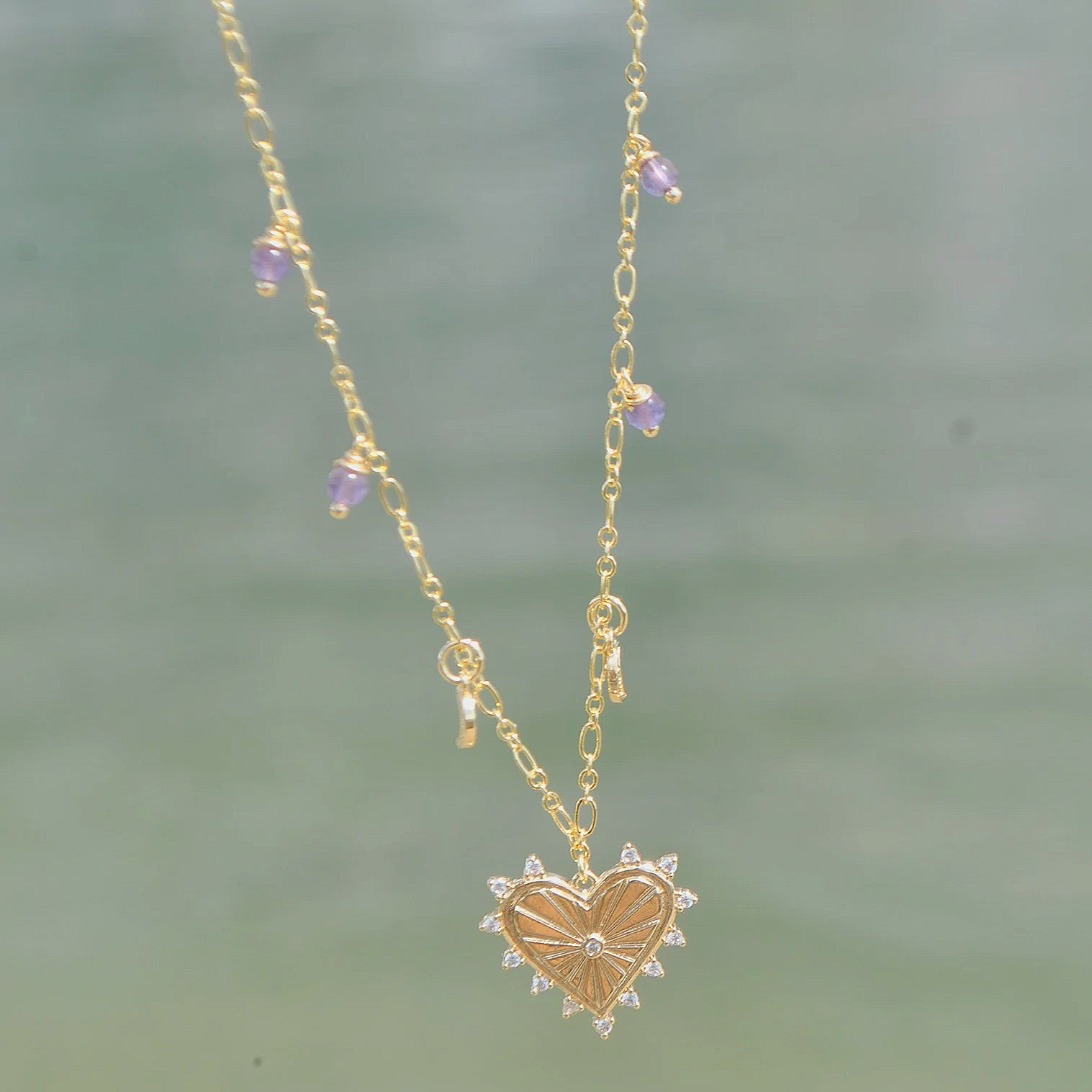 Amethyst Sacred Heart Necklace