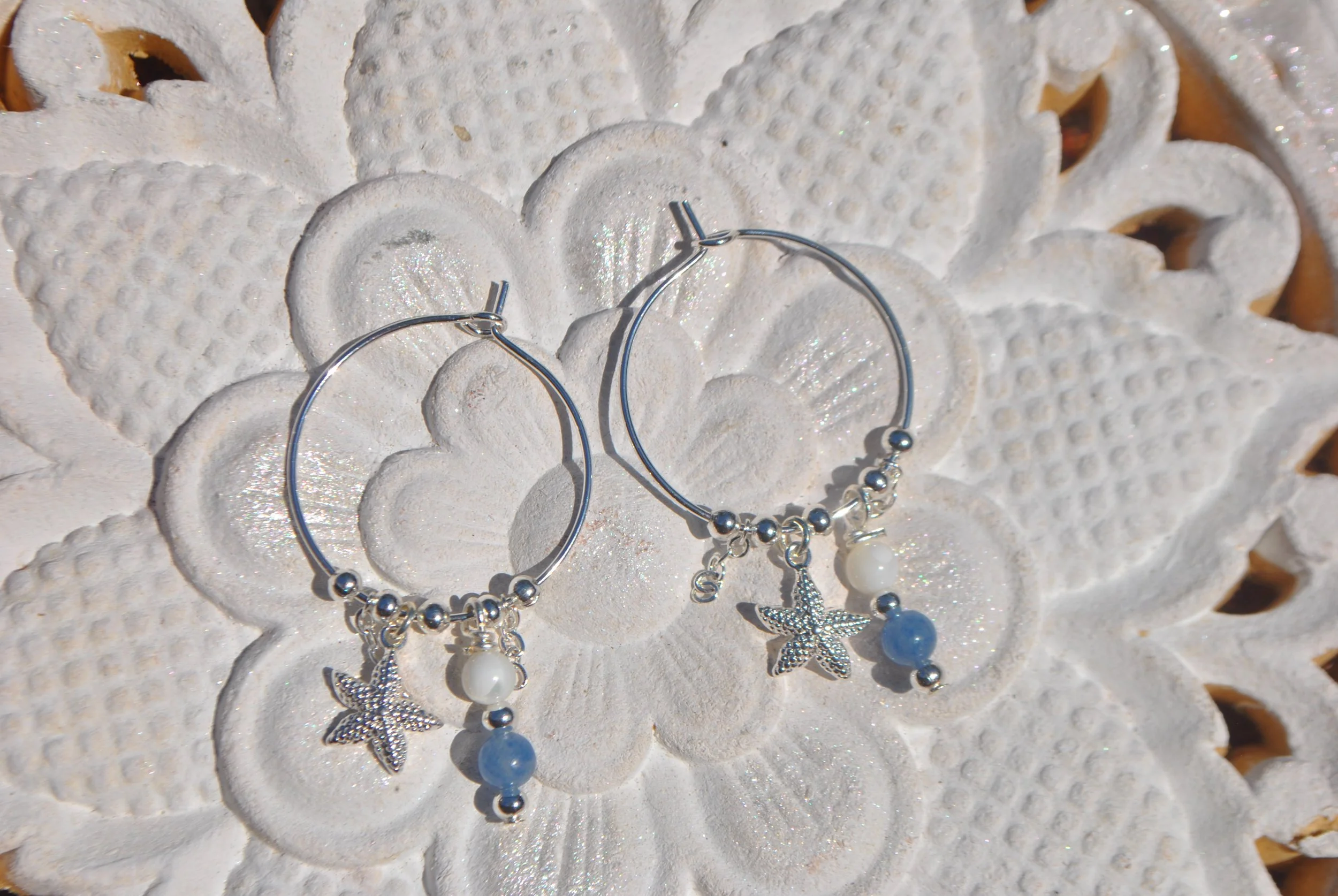 Silver Ocean Hoops