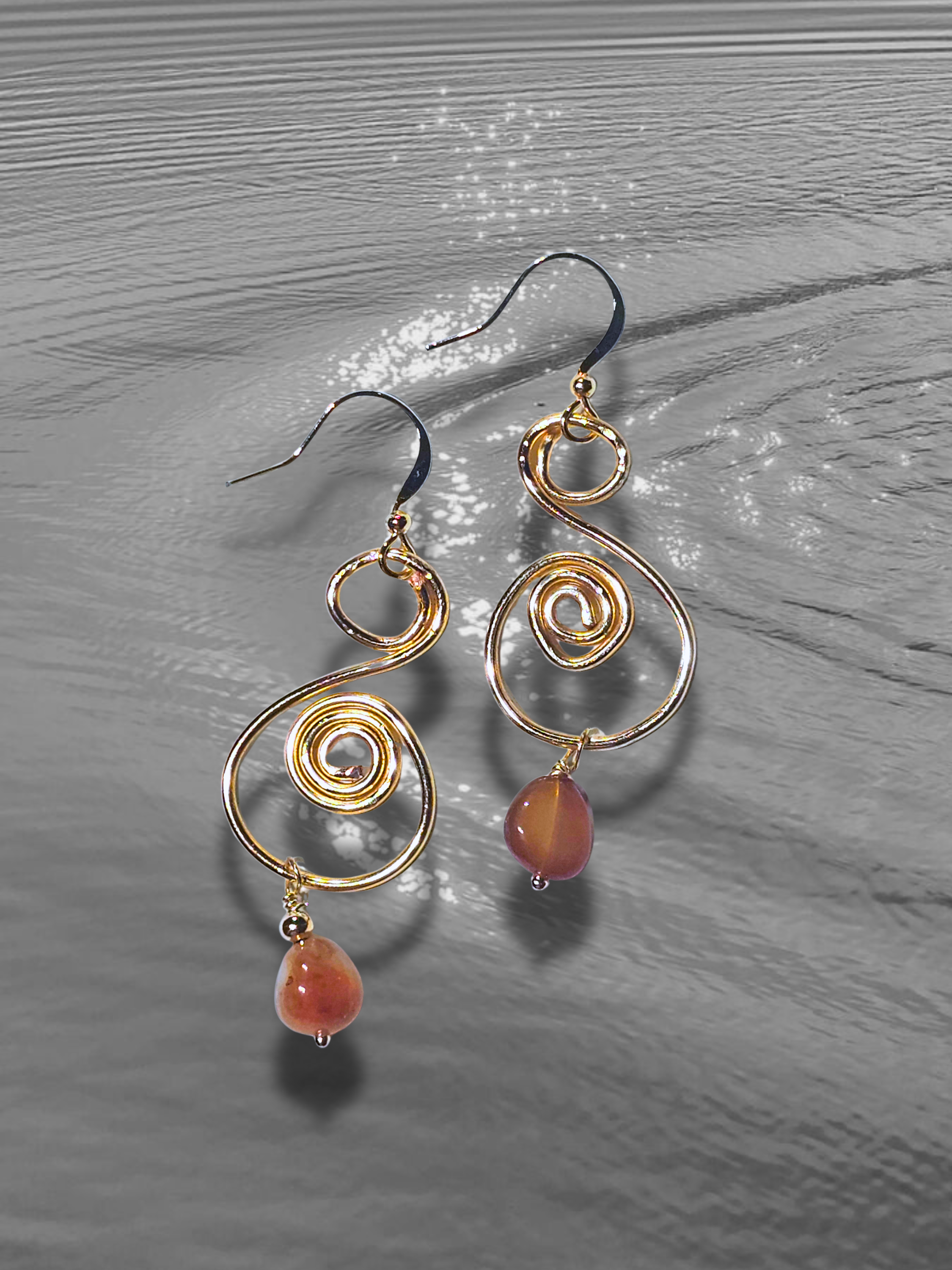 Coral Carnelian Swirl Earrings