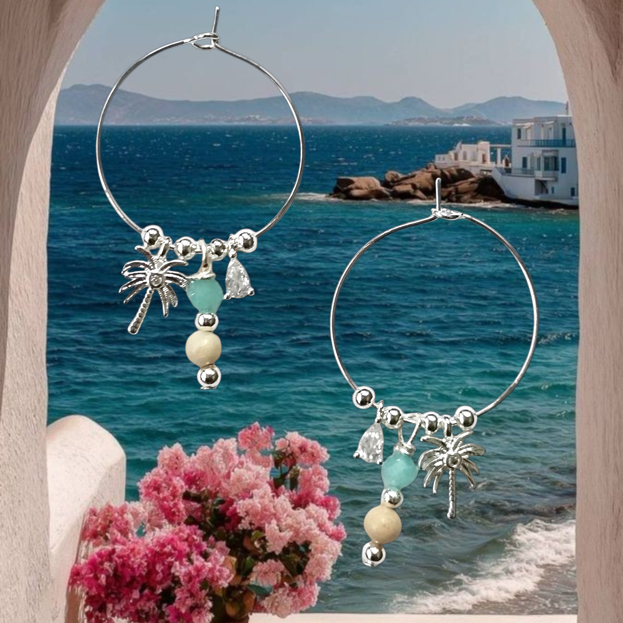 Island Silver Hoops