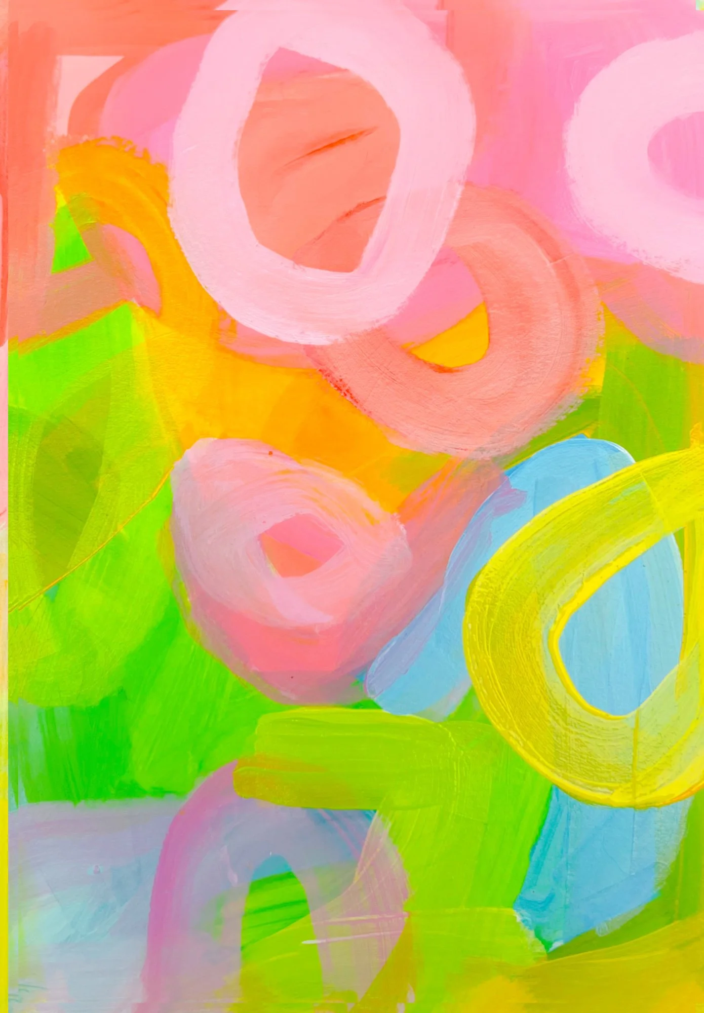 Bright bold colors red and green Frieda Charlotte abstract painting