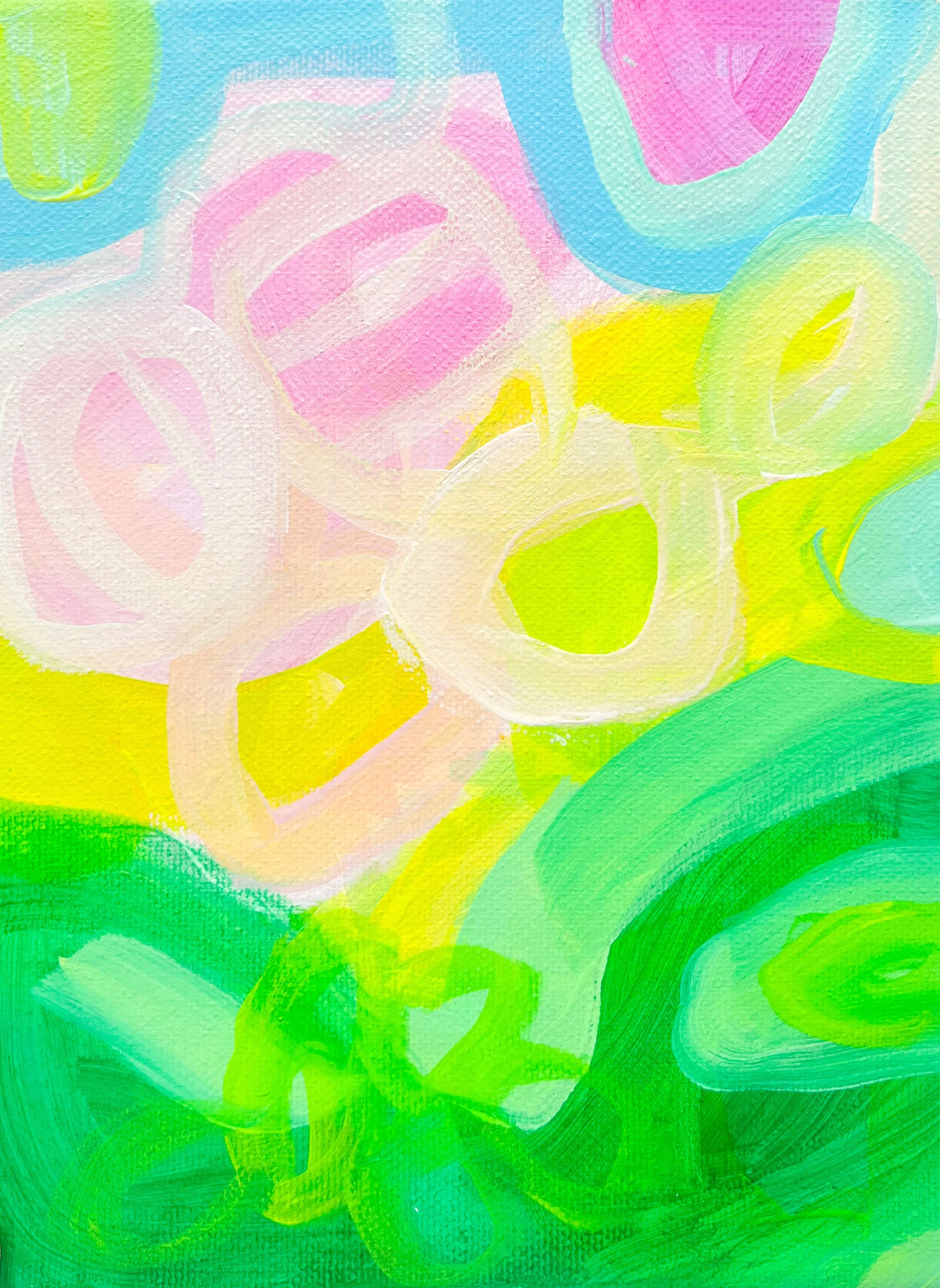 Abstract art - Vibrant greens yellows pink - February 2026