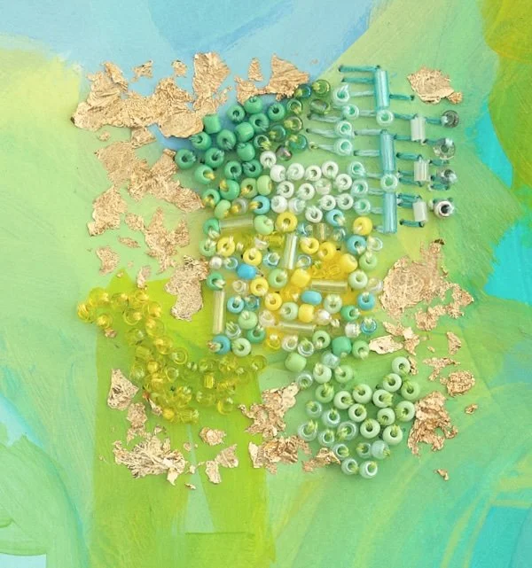 green, yellow and gold abstract embroidery