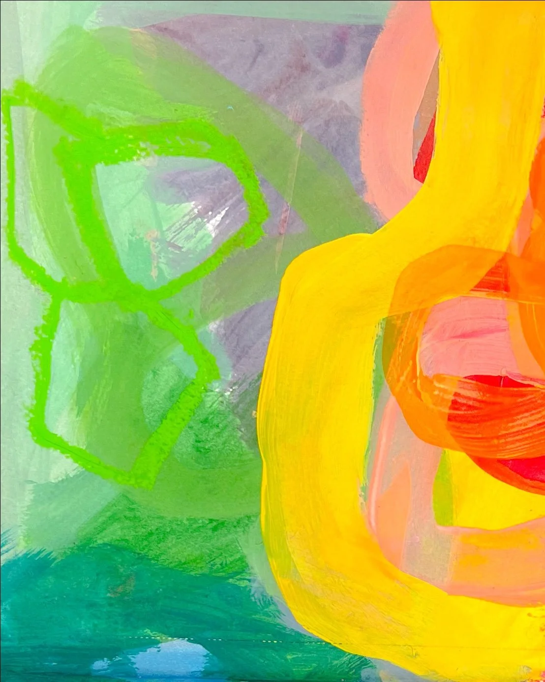 Bright abstract yellow red and green