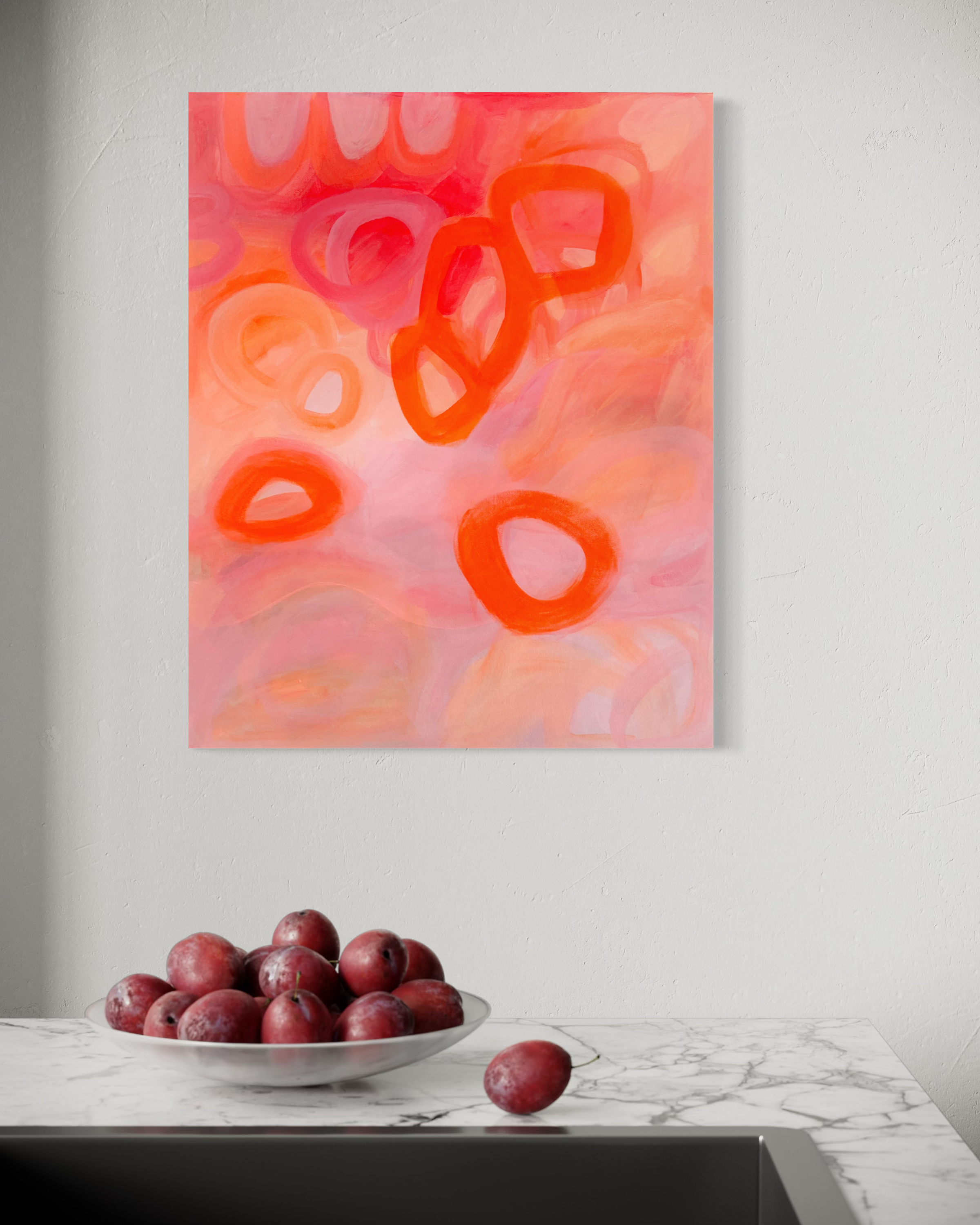 Bright red and orange abstract art