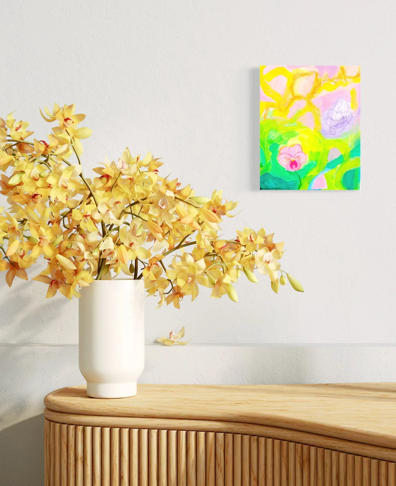 Abstract art with pink pansy 