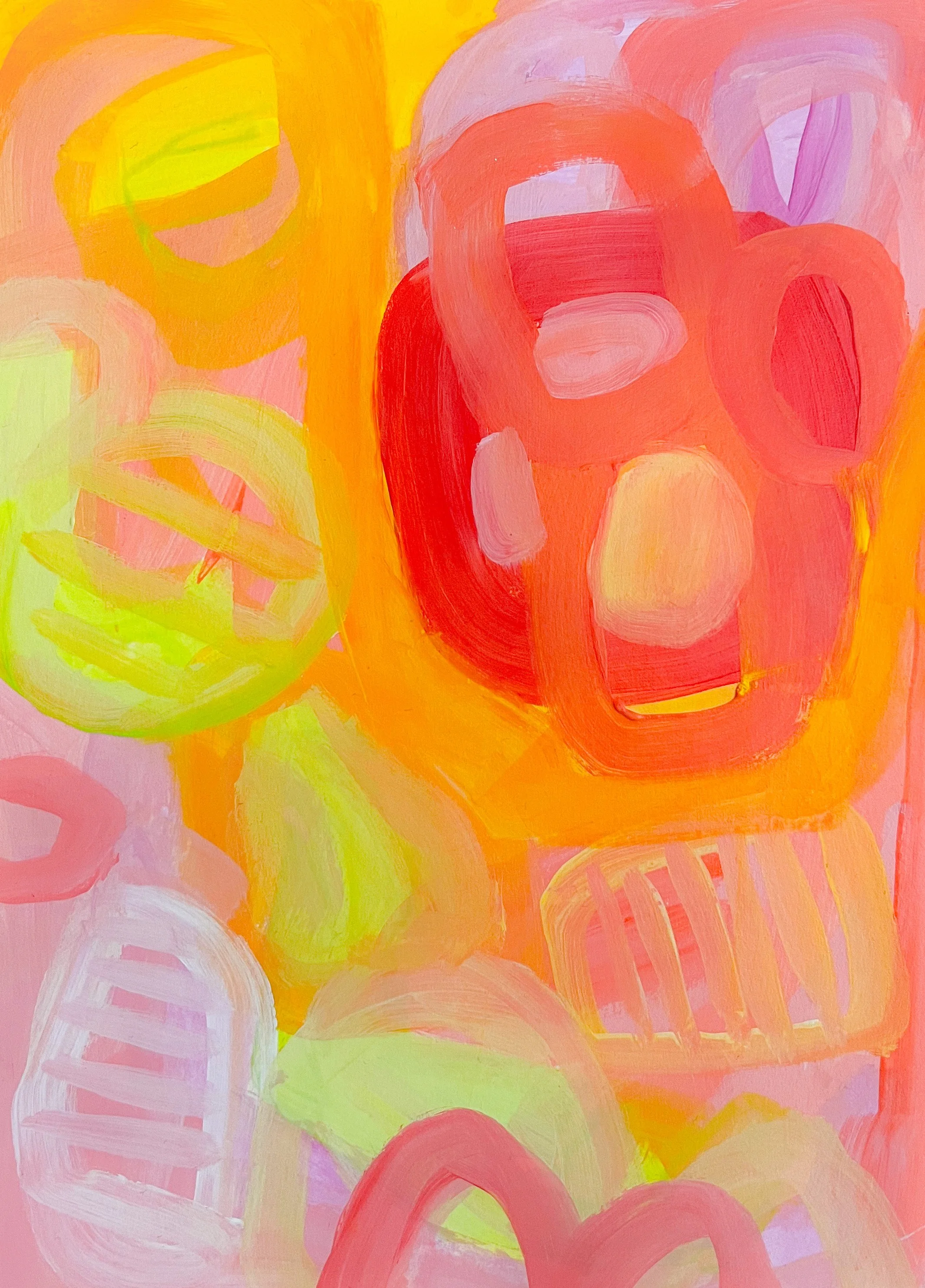 Bright orange and orange abstract painting with loops