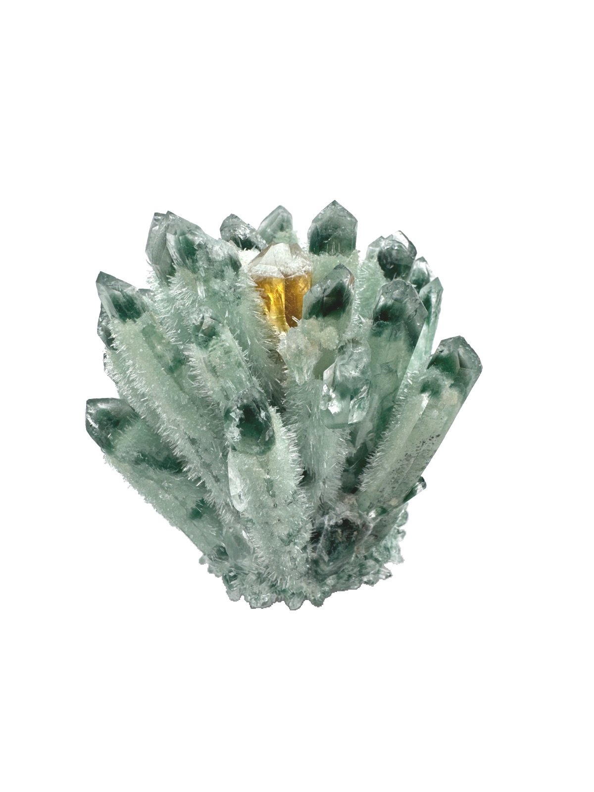 Green Phantom Quartz Cluster