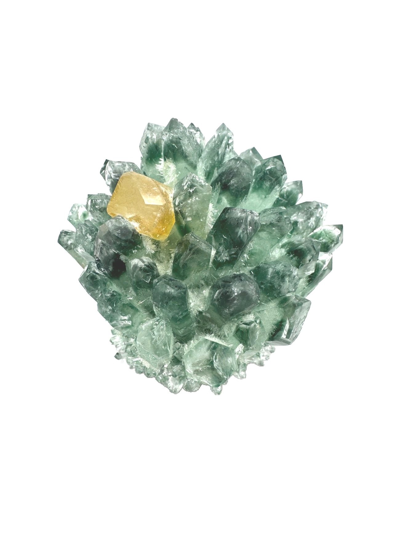 Green Phantom Quartz Cluster