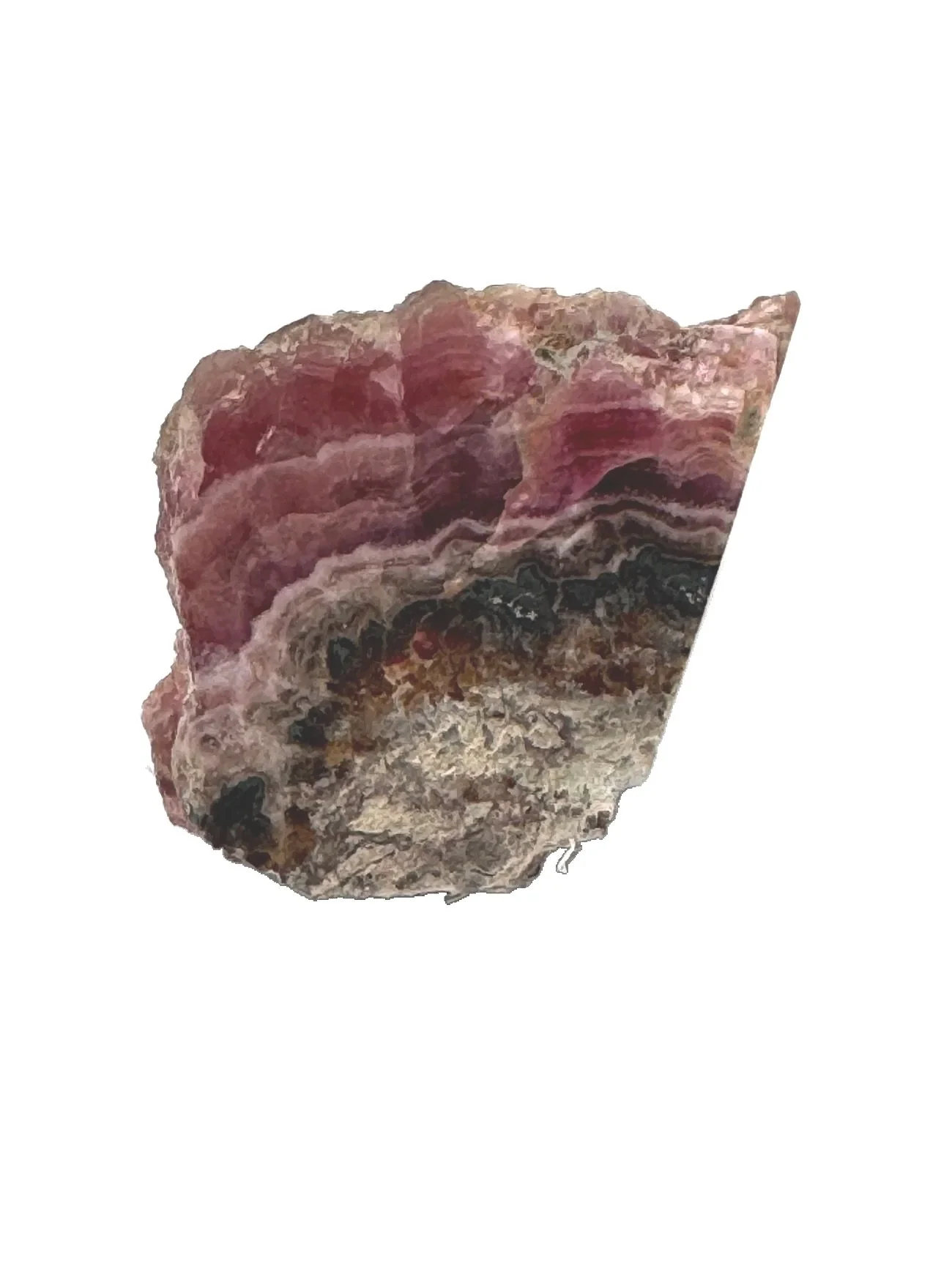 Rhodochrosite Chunk Pink Rough, Rhodocrosite polished side