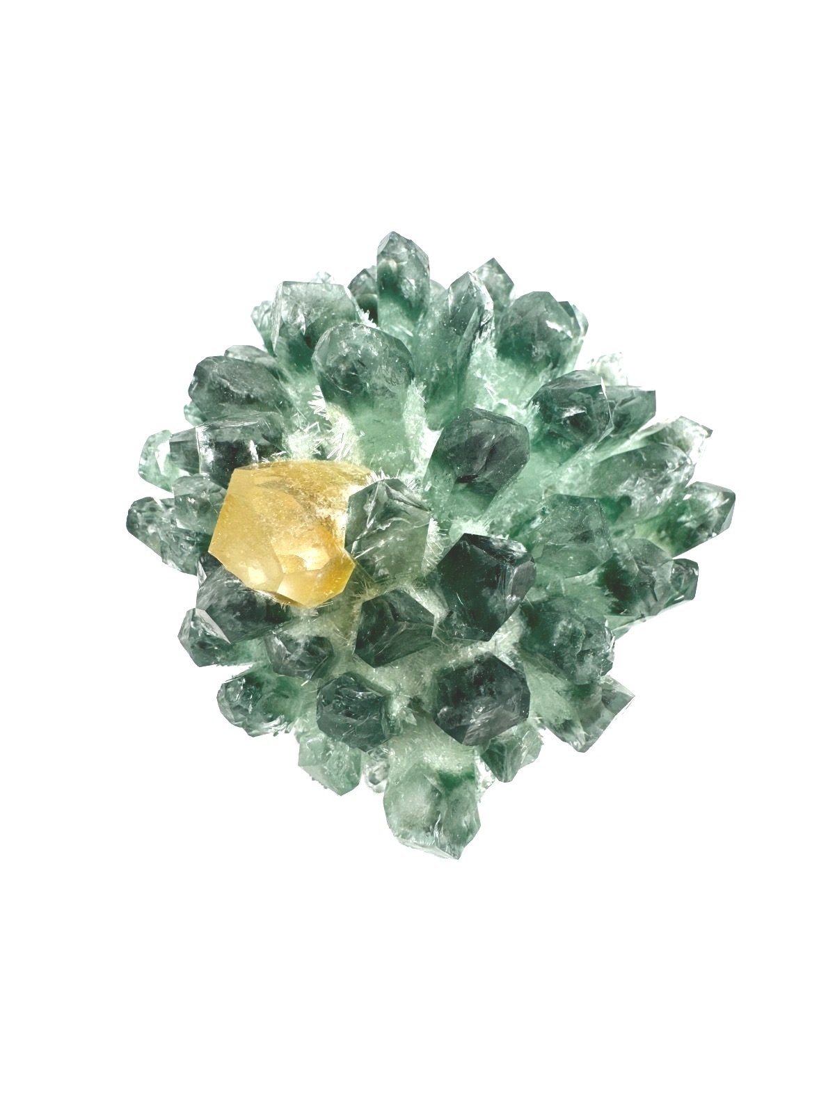 Green Phantom Quartz Cluster