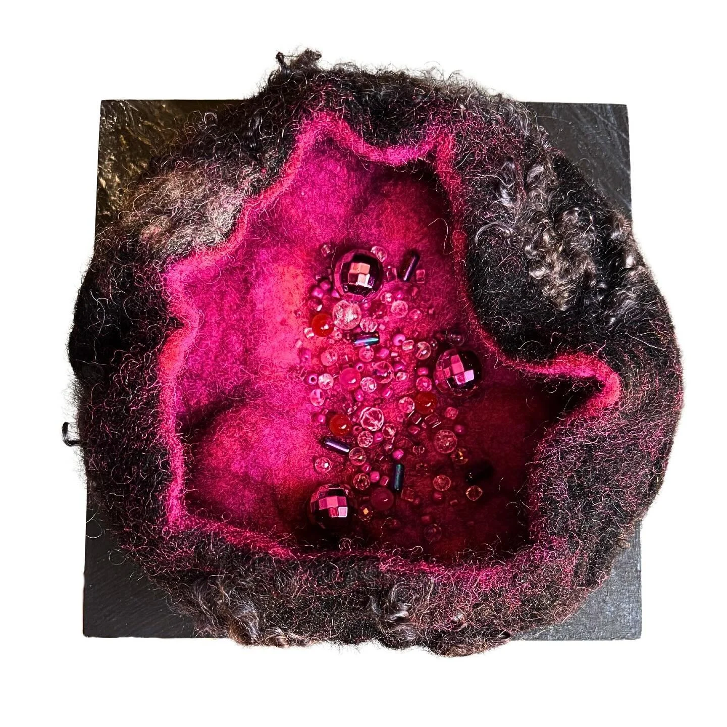 WITHIN (mixed media, wet felting) - I made this piece in answer to a call for art that asked some really great questions about what it&rsquo;s like to be queer in this moment. The call also asked us to consider what draws us and what repels. I&rsquo;