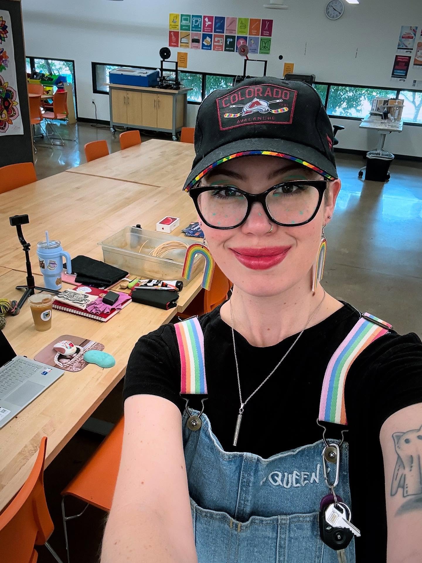 All set up and ready to create at @pueblo_libraries Rawlings Makerspace! I&rsquo;ll be here until 5 so stop by and check out what I&rsquo;m up to! I also have goodies for sale here with me and a huge display of my work on the second floor! Thank you 