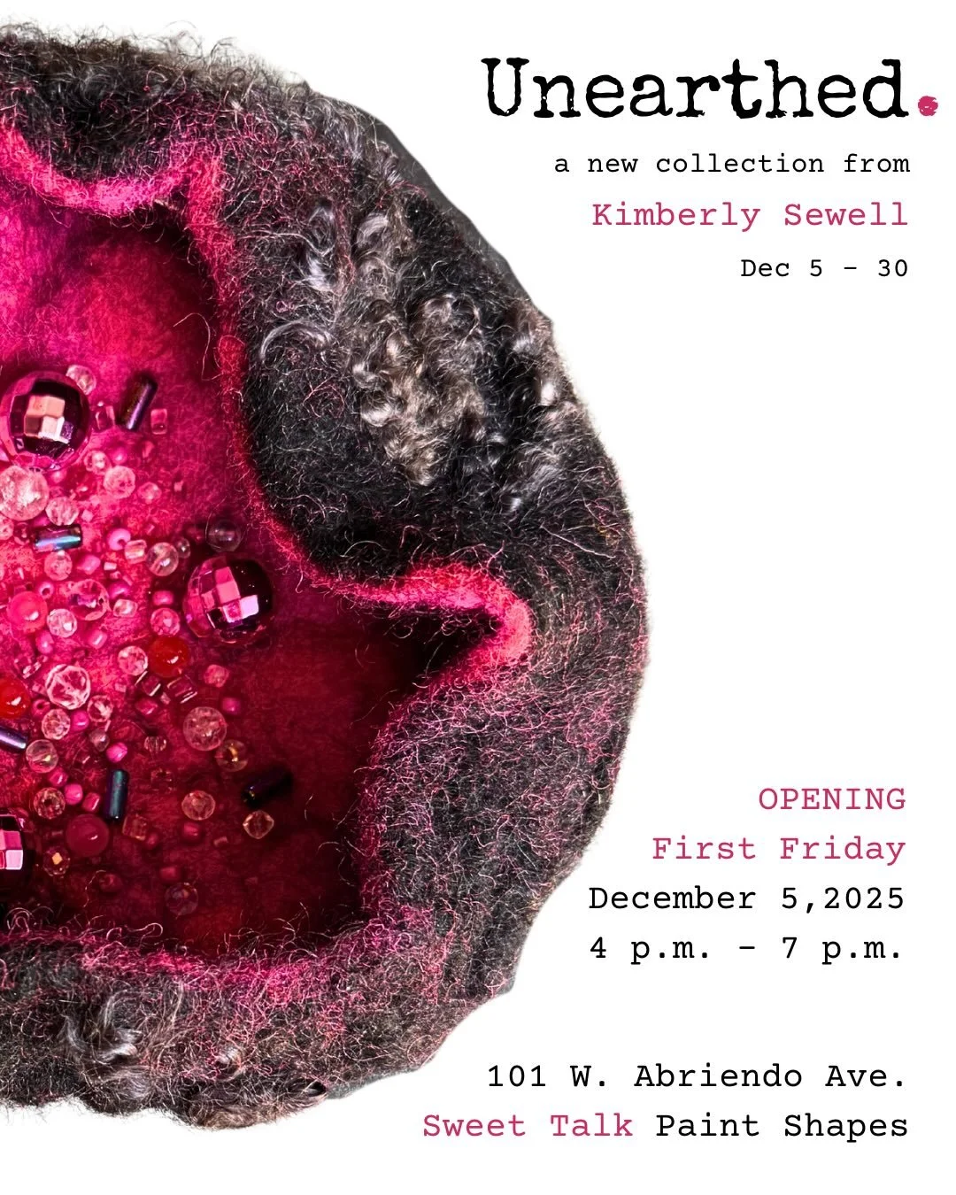 Here are all the places you can find me this month! Please join me at @sweettalk_paintshapes Friday 4-7 pm to see my new collection, UNEARTHED. I&rsquo;m very proud of this collection and can&rsquo;t wait to share it with you. Make sure to also add @