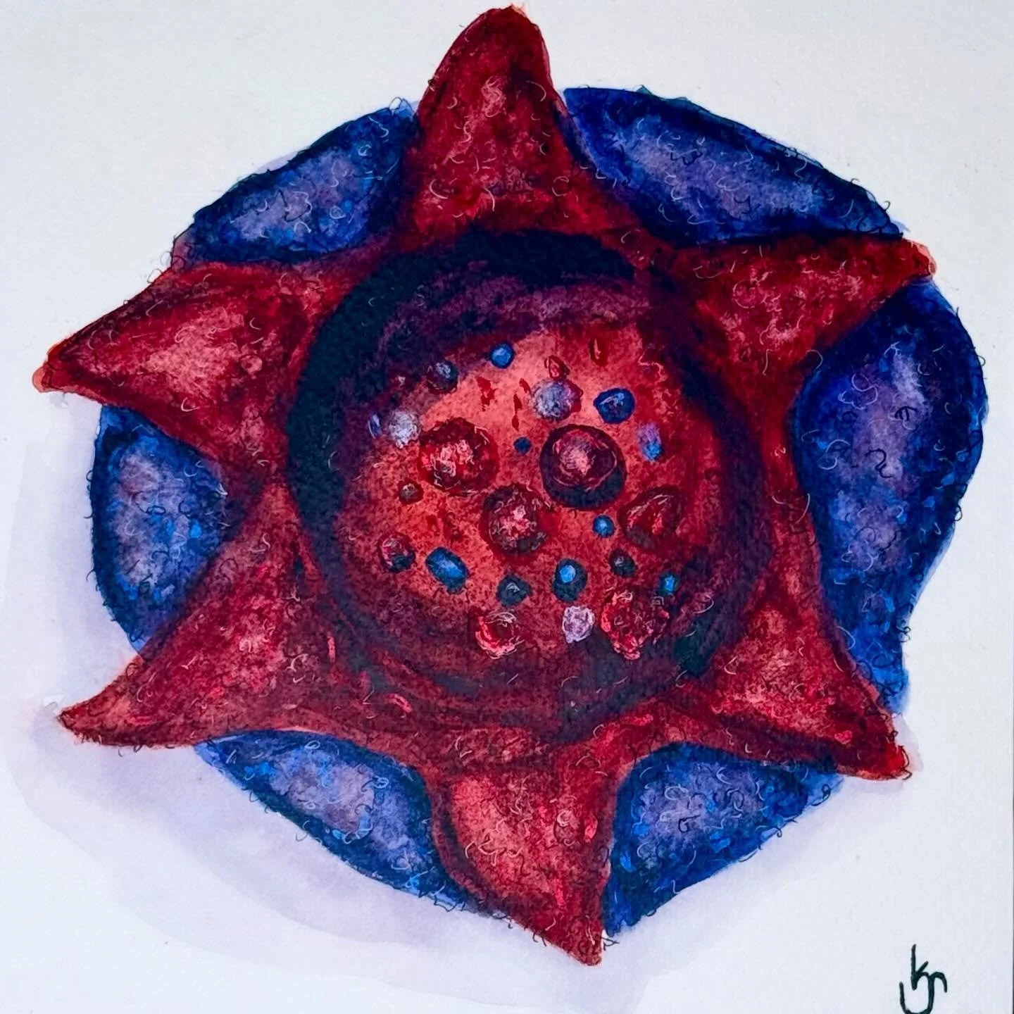 Echo #4 (The Lovers) - watercolor (Available) - For the Unearthed series, each felted vessel was accompanied by a watercolor painting which I call an echo. Alluding to Magritte&rsquo;s &ldquo;The Treachery of Images,&rdquo; these echos are just that,