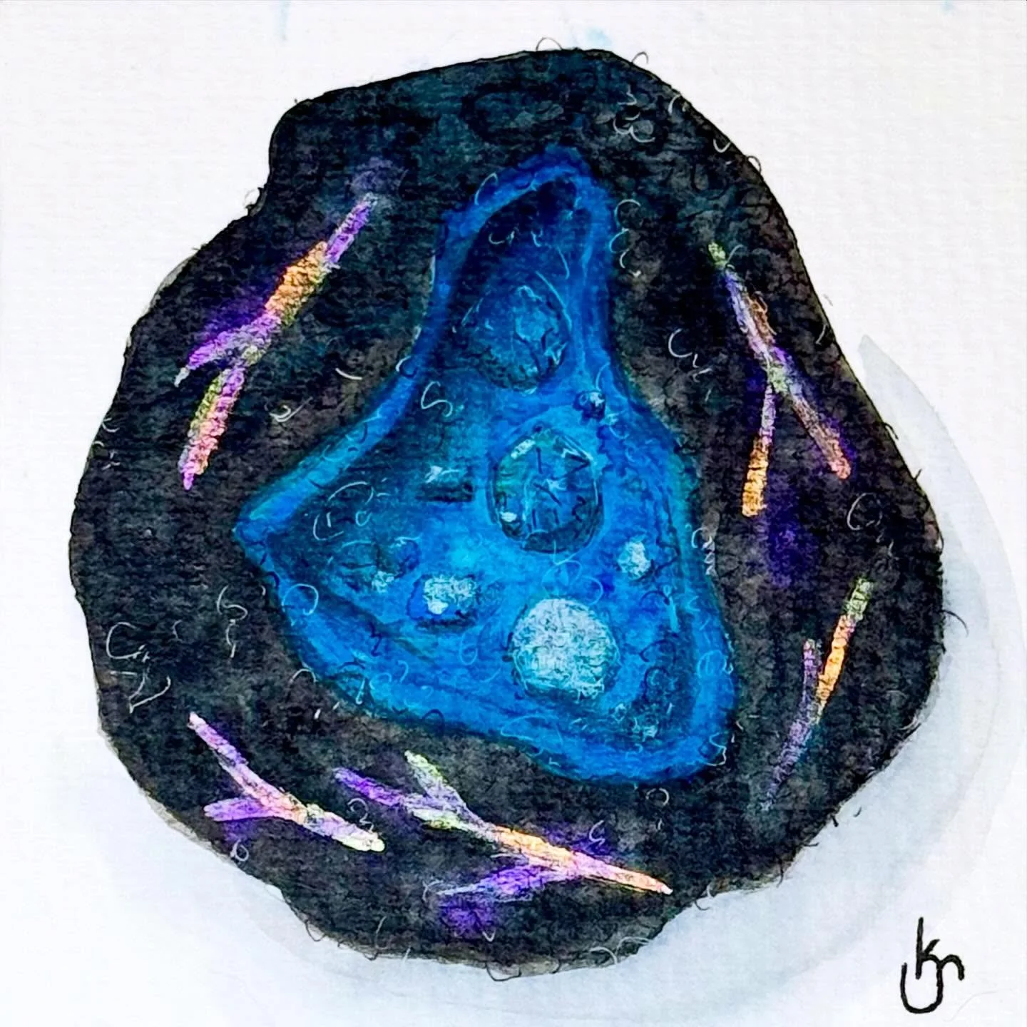 Echo #6 (The Hermit) - watercolor (Available) - For the Unearthed series, each felted vessel was accompanied by a watercolor painting which I call an echo. Alluding to Magritte&rsquo;s &ldquo;The Treachery of Images,&rdquo; these echos are just that,