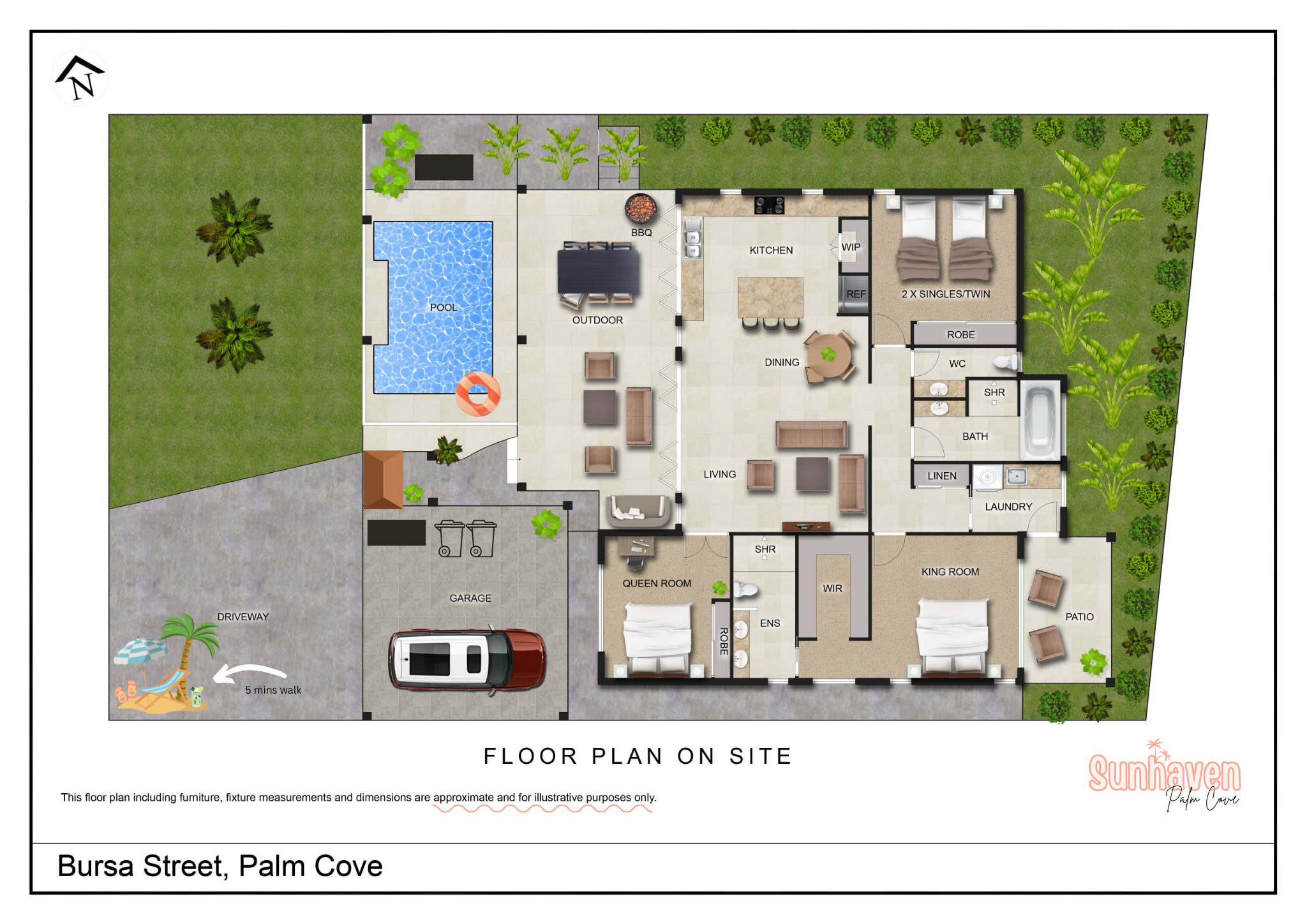 Sunhaven Palm Cove Beach House approximate floor plan
