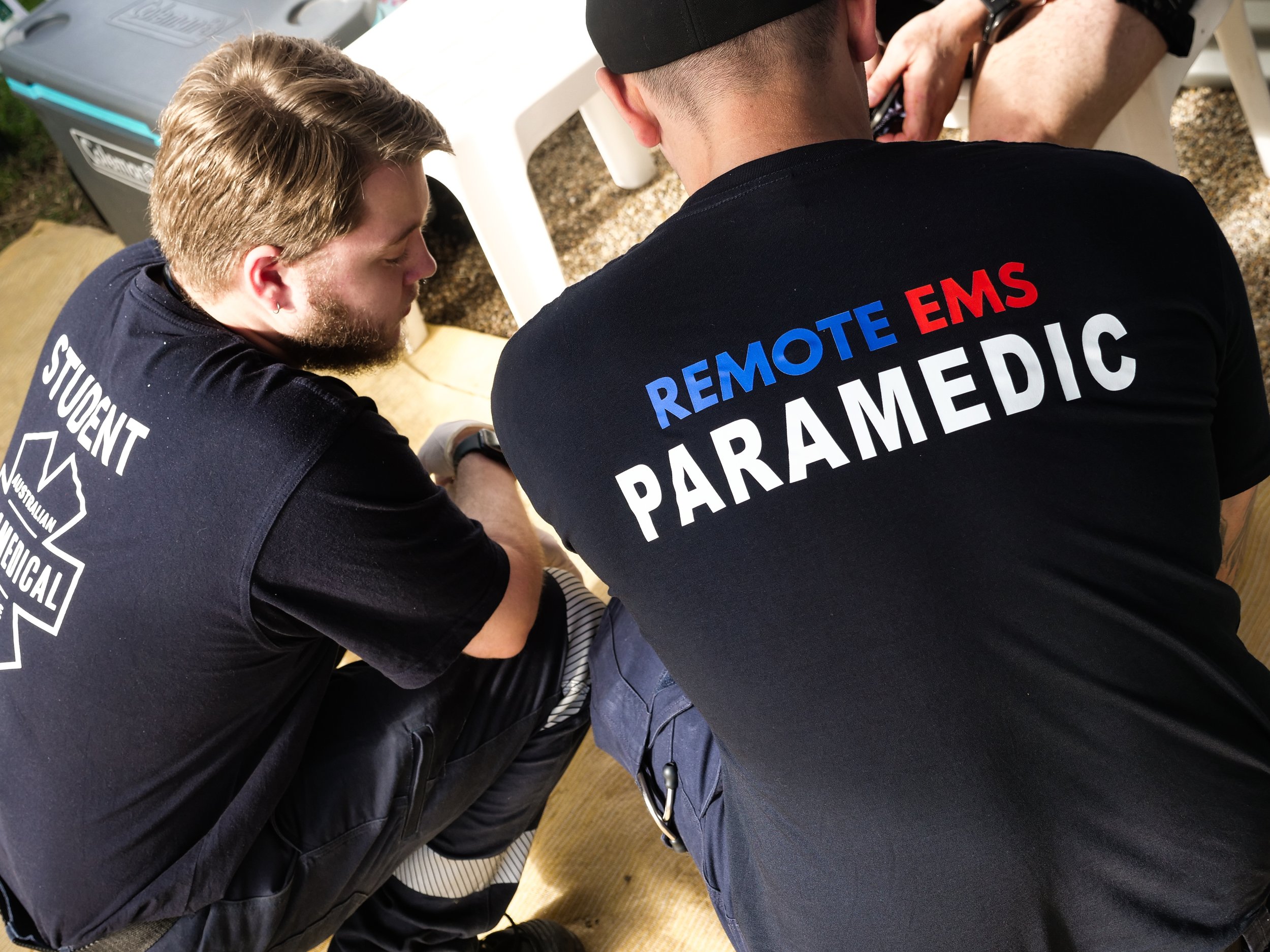 Remote EMS clinician providing professional patient care at an event