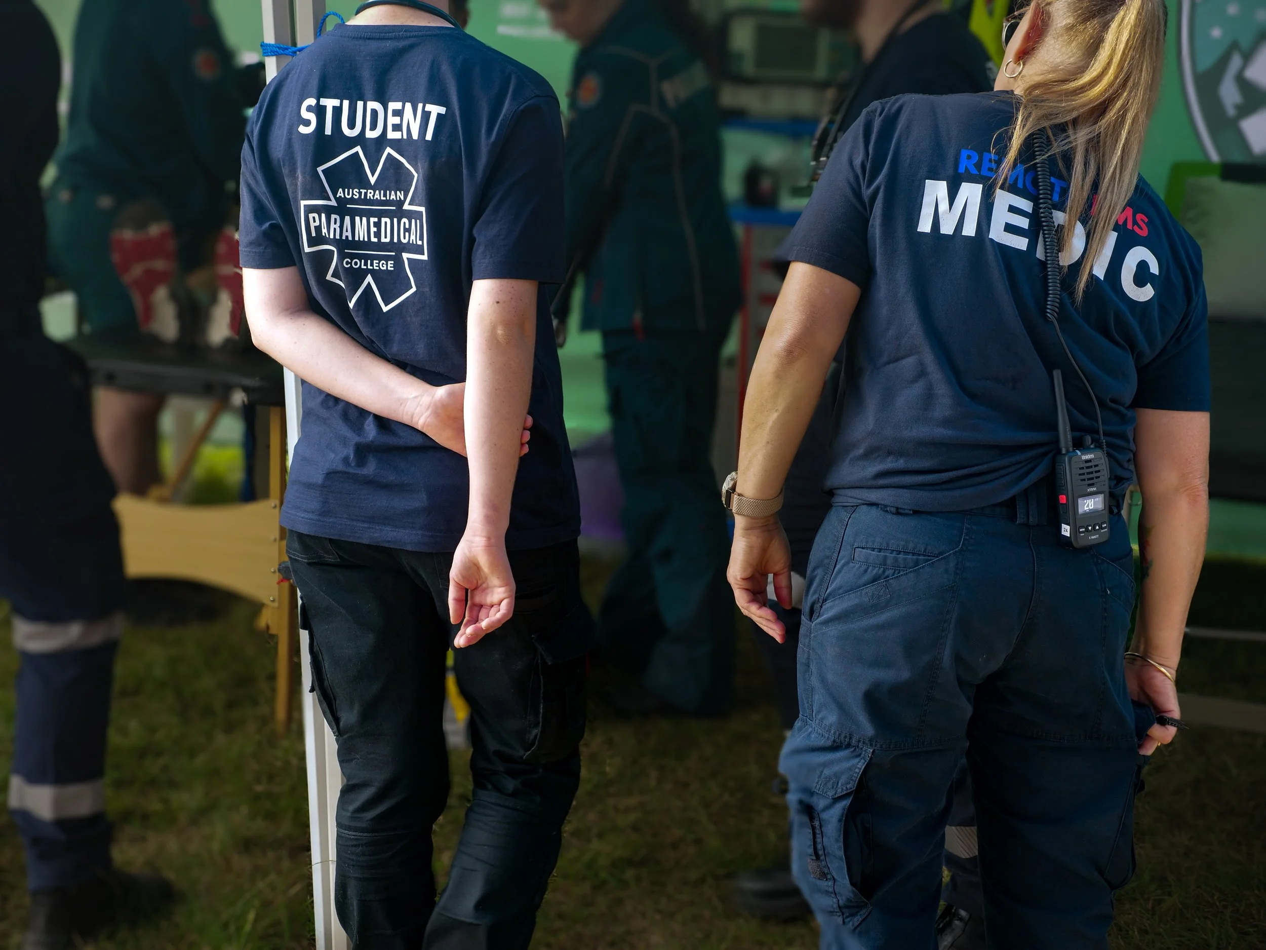 Remote EMS event medic and medical team operating at an event
