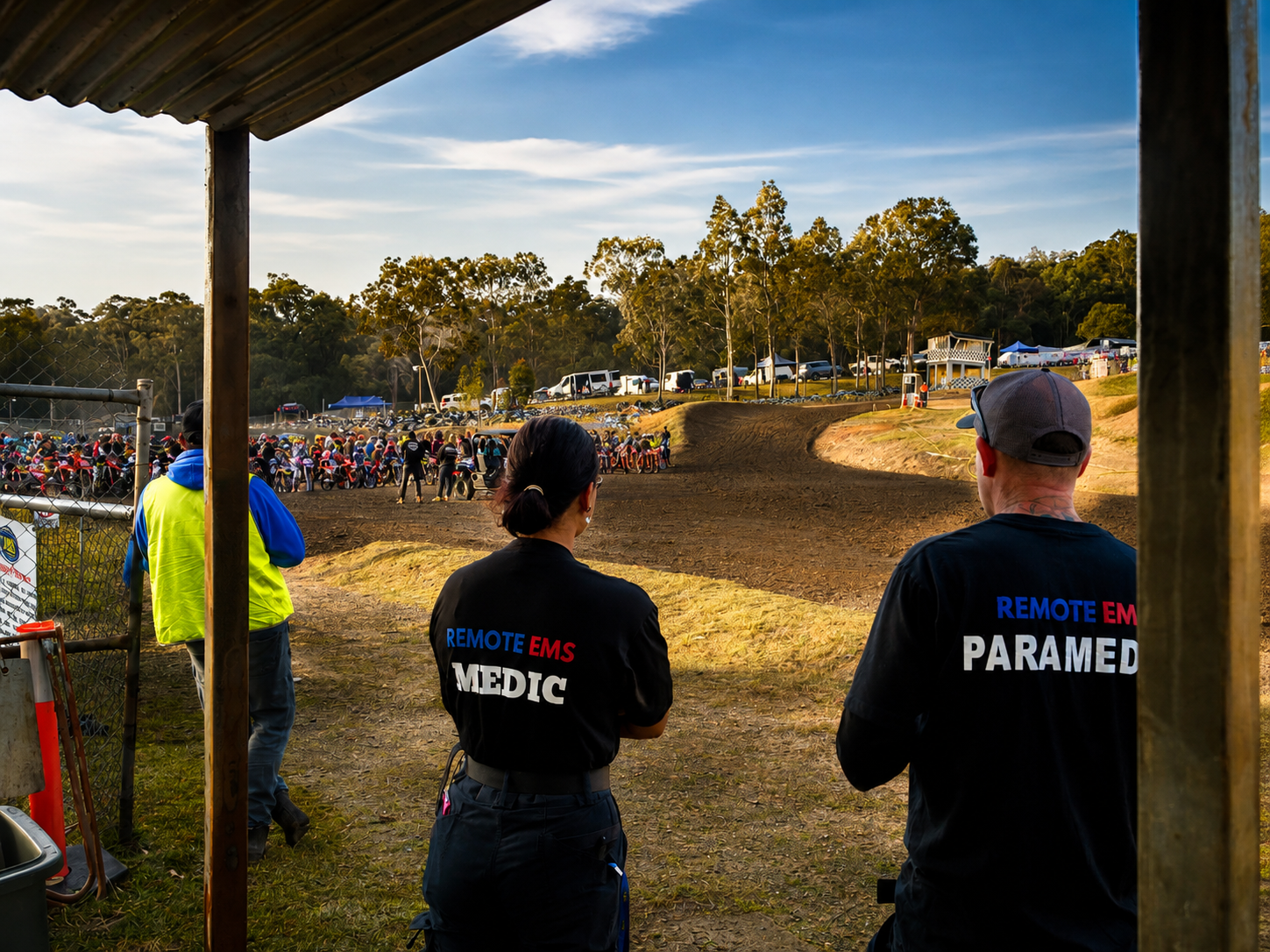 Remote EMS event medic and paramedic providing motorsport medical coverage