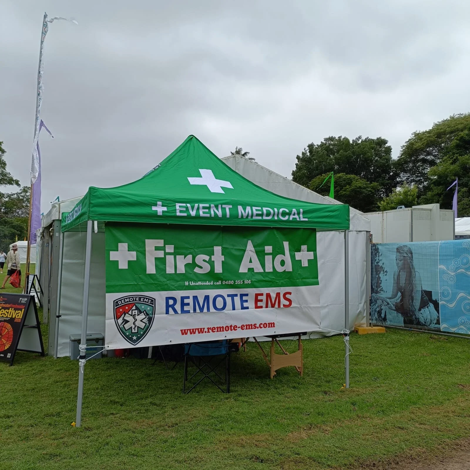 Remote EMS event medical treatment tent at Saltwater Freshwater Festival